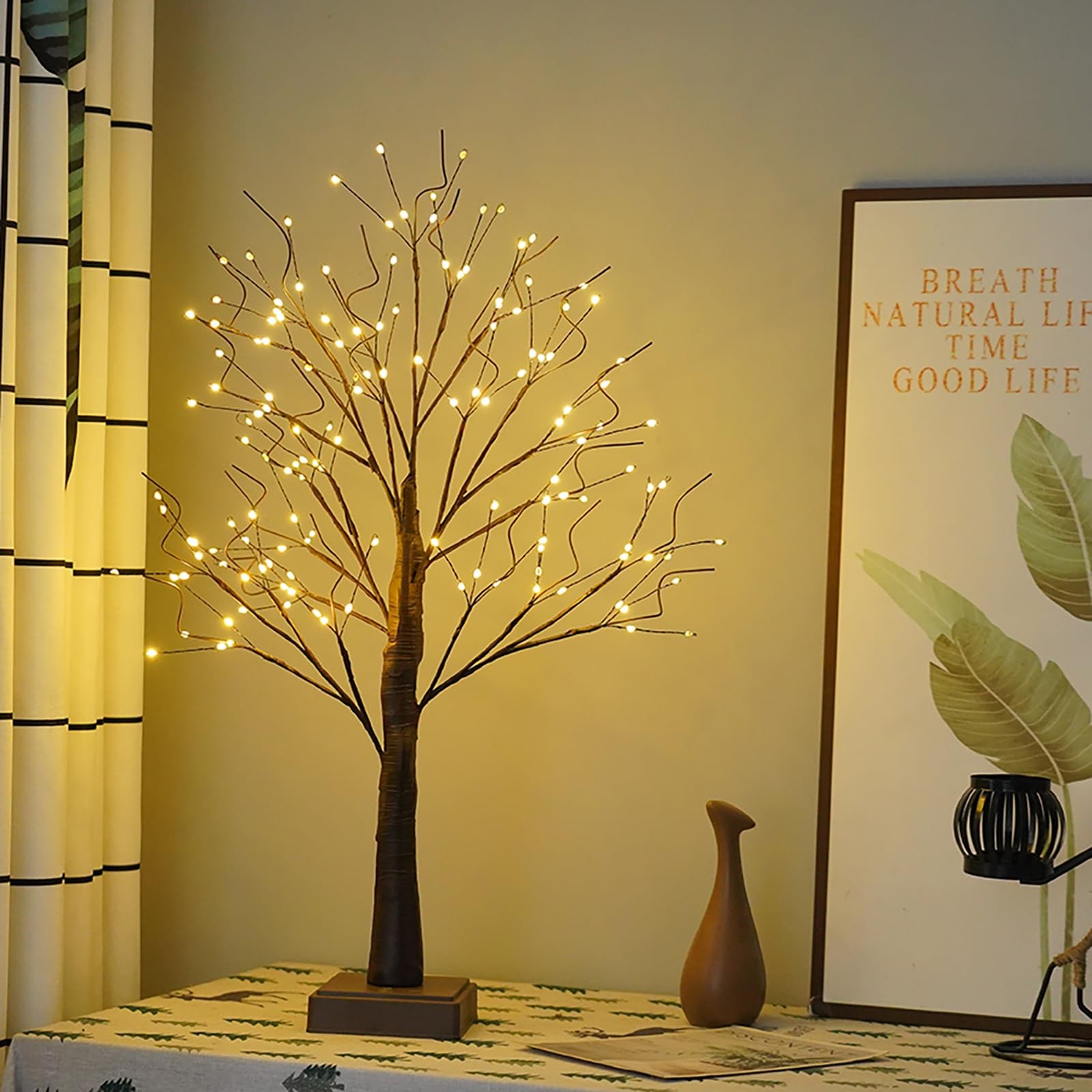 144 LED Artificial Tree Lamp with Timer, DIY Birch Trees with LED Lights, Lig…