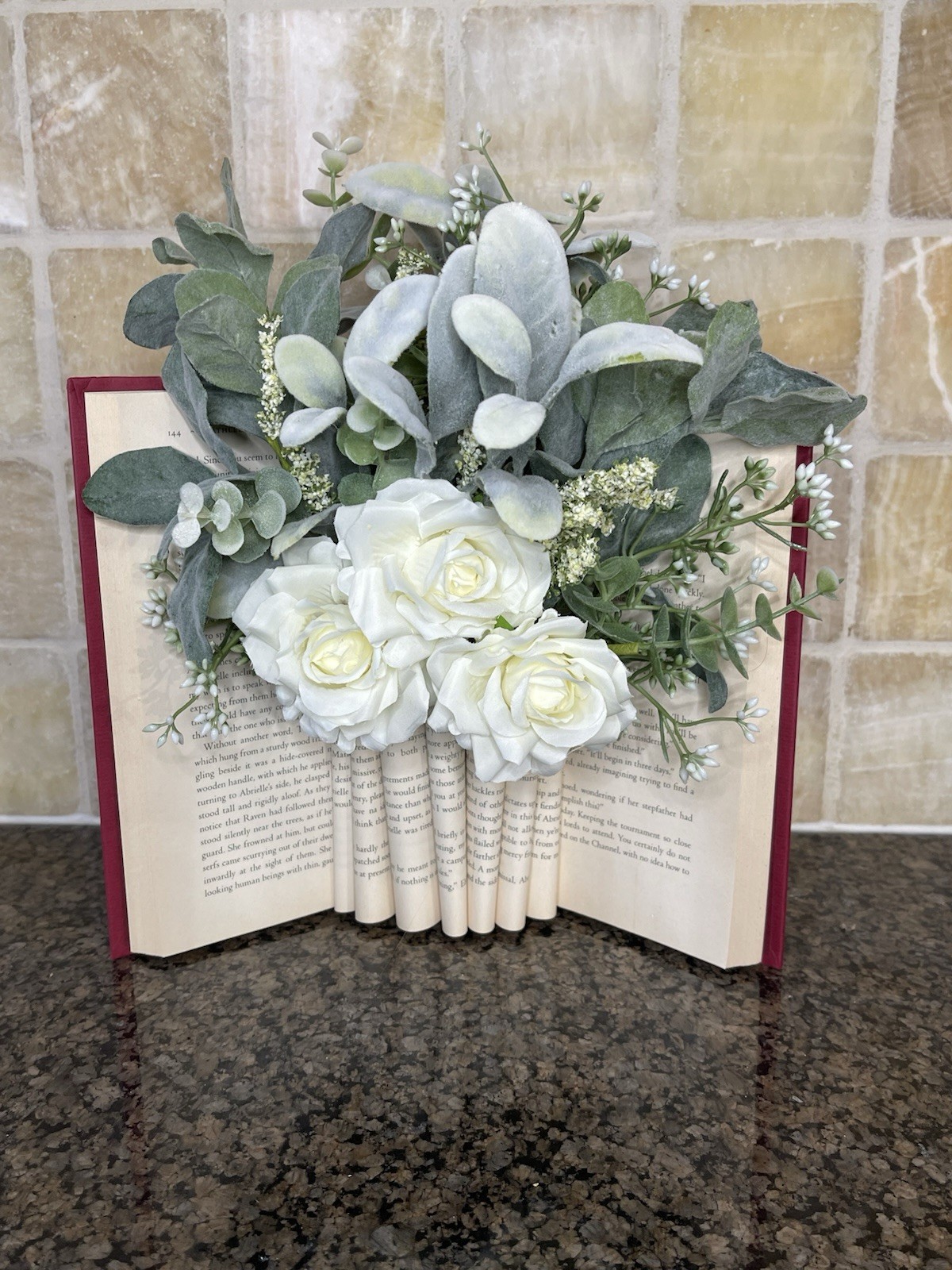 Upcycled Book Vase with White Roses | Book Lover Decor, Book Girlie, Reader Gift
