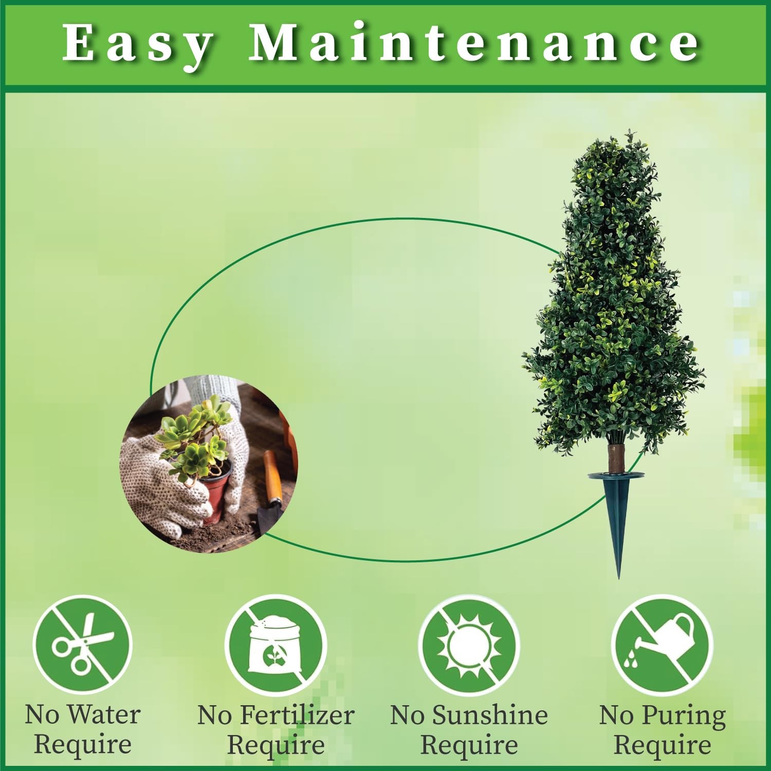 Two Artificial UV Rated 30” Boxwood Cone Topiary w/Spike, Indoor Outdoor Tre…