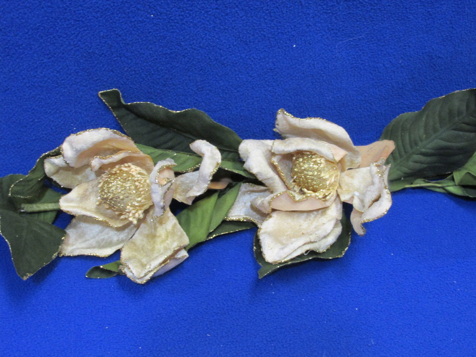 Artficial Floral Decor Swags Solid Gold Ferns & Ivory Green Flower Lot of 3