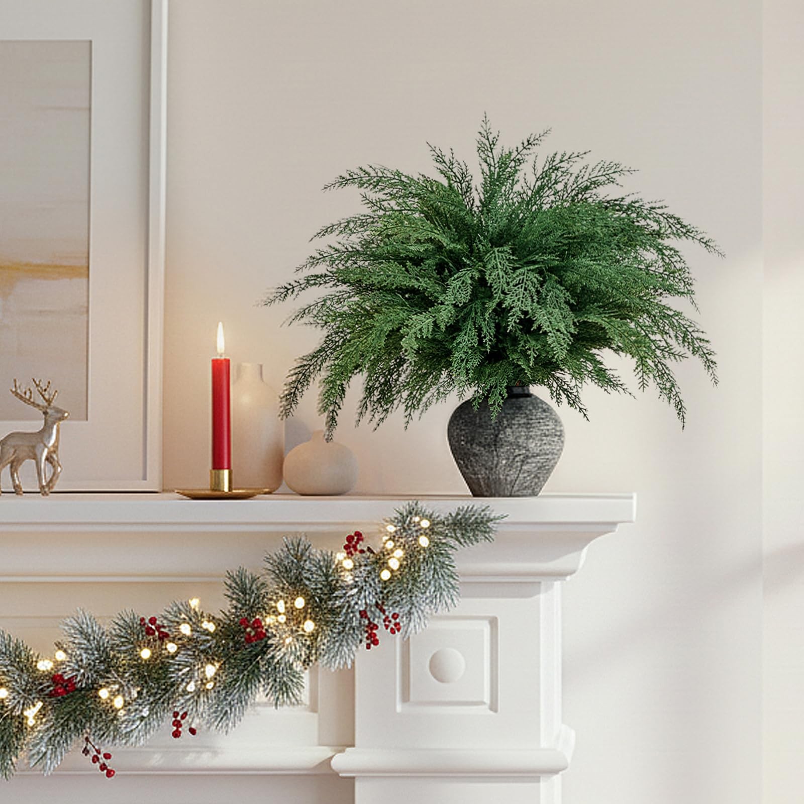 Christmas Cypress Stems for Vases Cedar – Real Touch Realistic Artificial Fau…