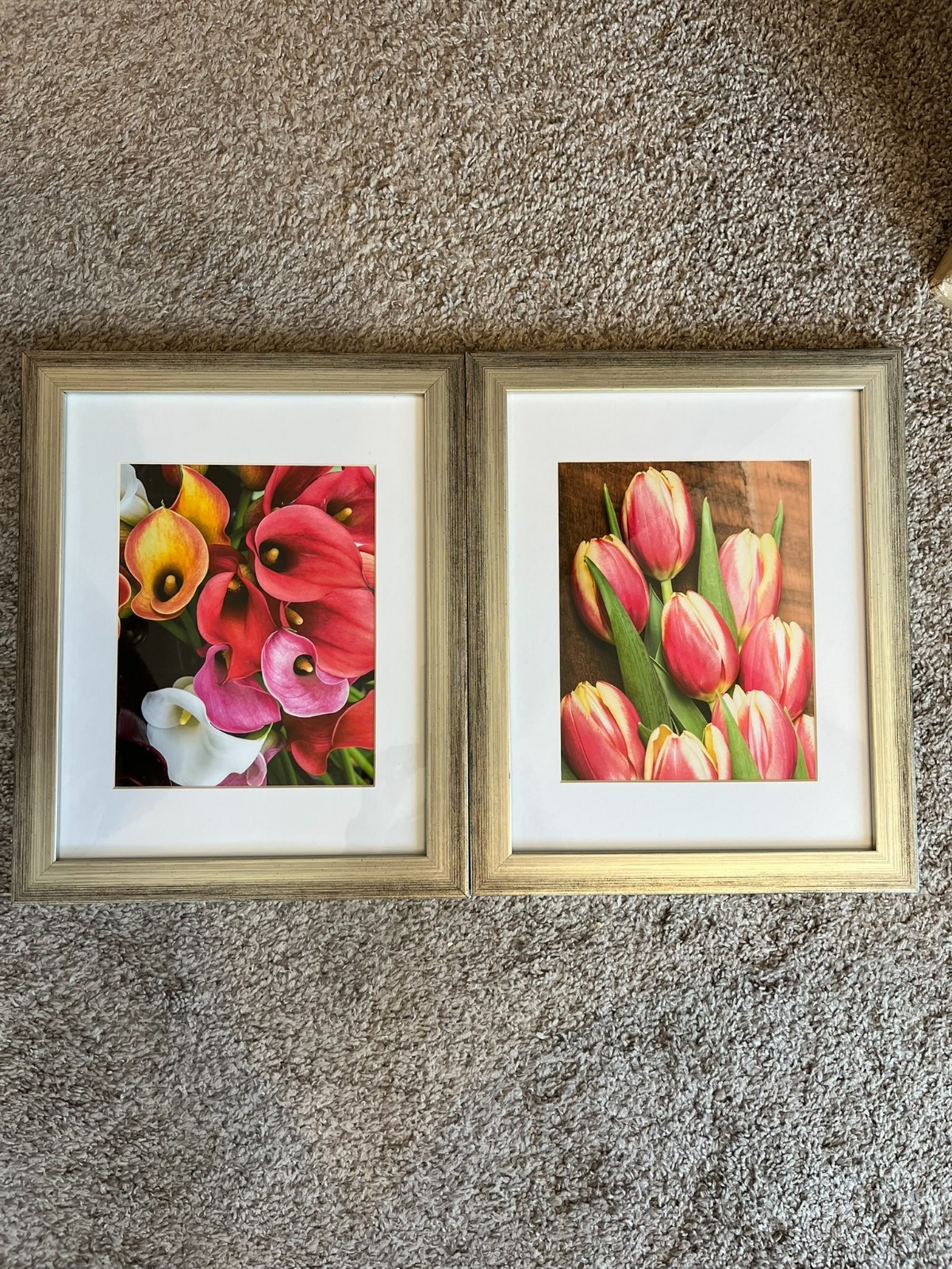 Floral Art Prints and Dark Pink Liquid Illusion Silk Flower Arrangement Set