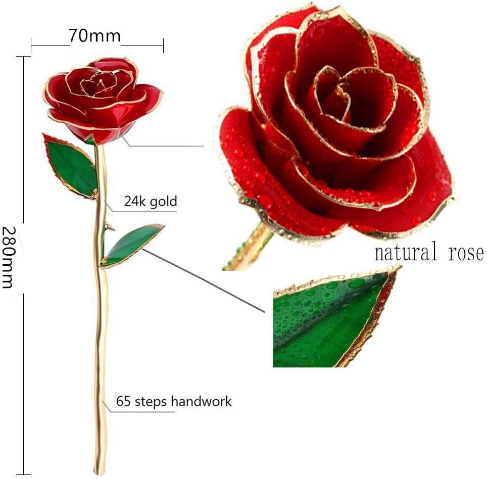 24K Gold Dipped Rose Gift Box Stand Card Forever Flower