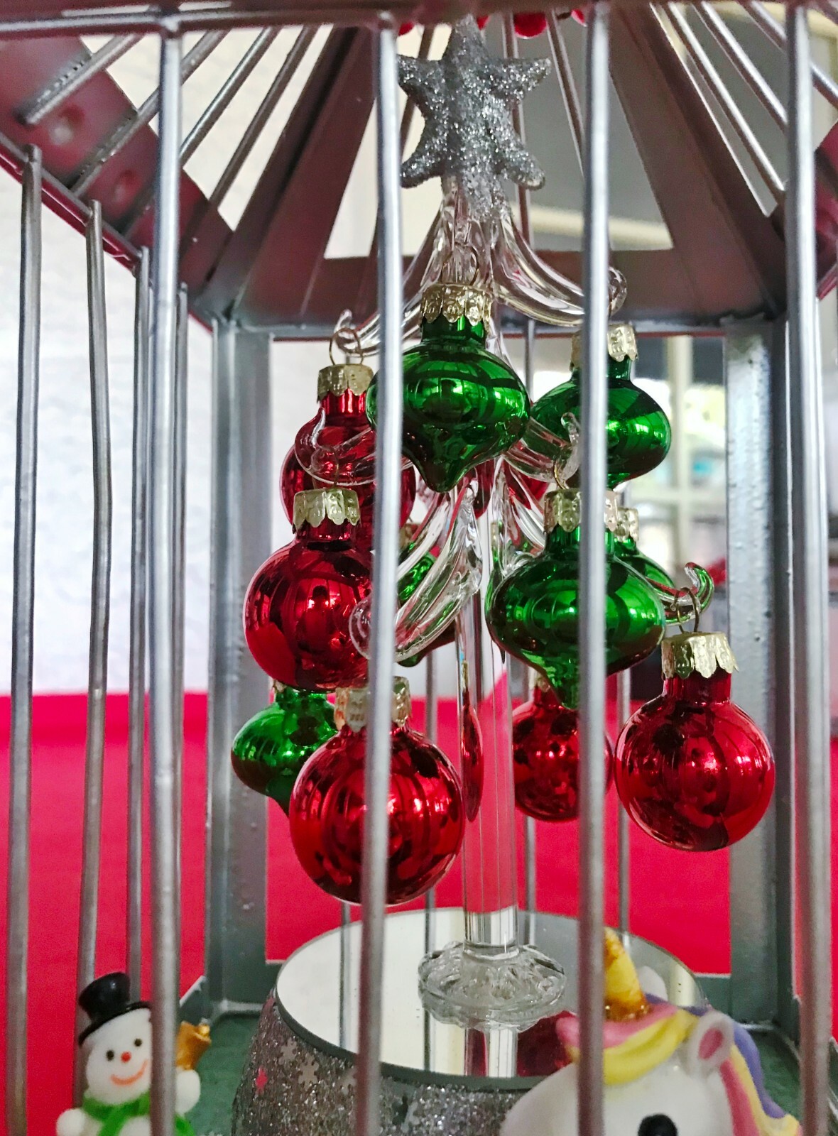 Christmas Birdcage, Battery Operated Tree, Unicorn Ornament, Snowman, Holly