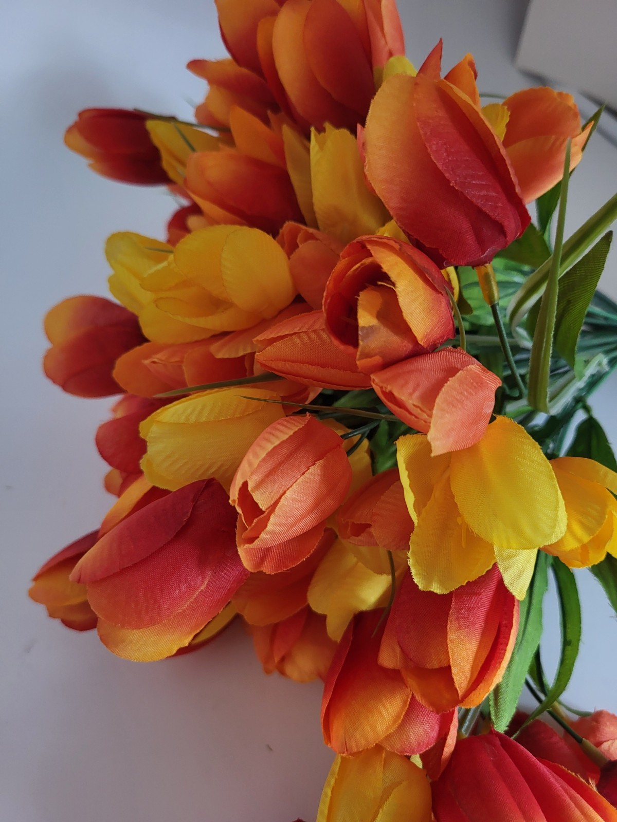 6 bunches of artificial faux tulips flowers Orange And Yellow
