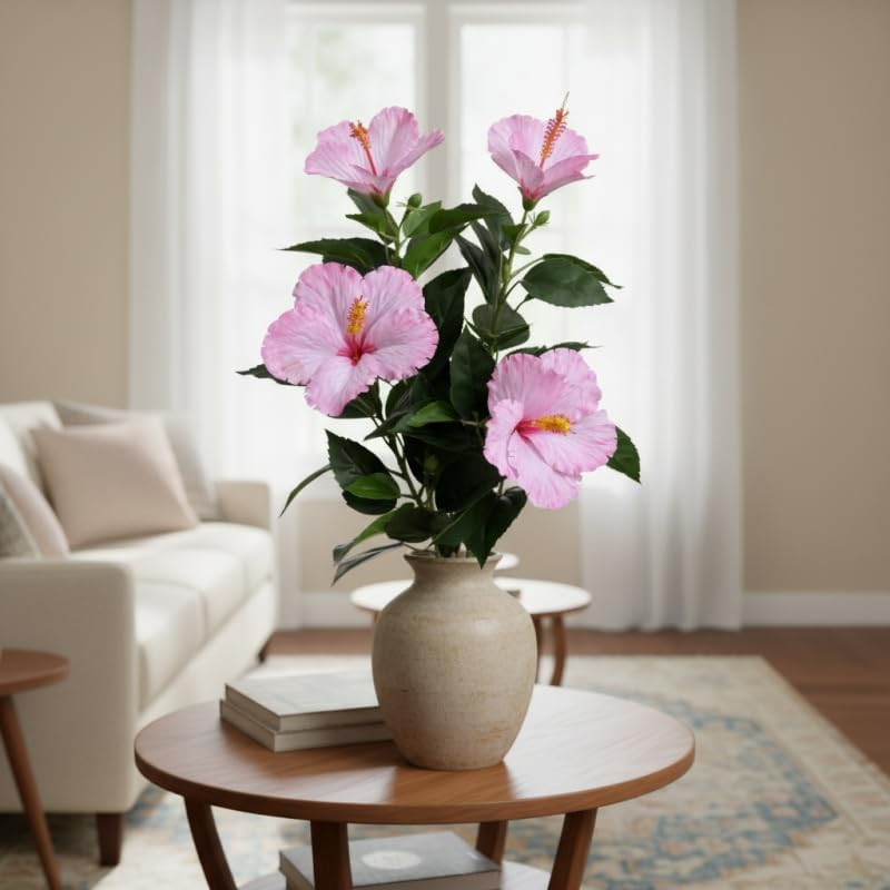 32″ Silk Fake Hibiscus Flowers Artificial Tropical with Long Stem,Tropical Plant