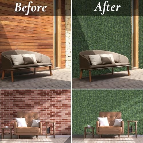 Artificial Grass Wall Panels 12 Pack 10×10 Inch Faux Boxwood Panels For Indoor