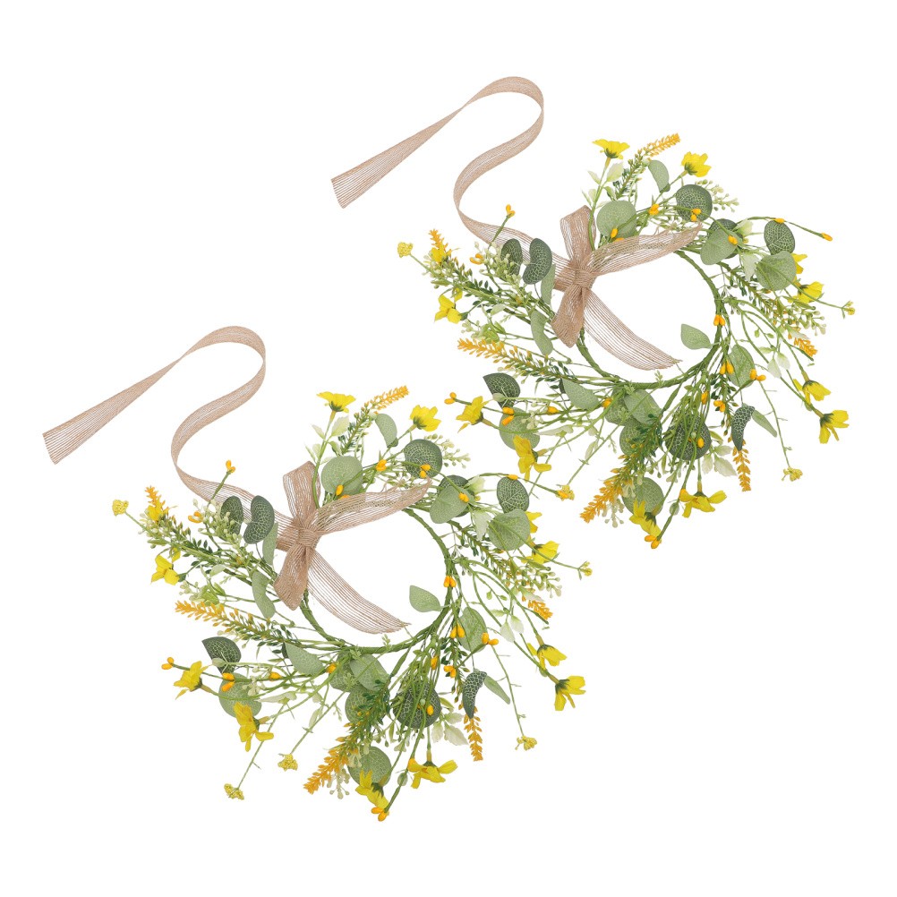 2Pcs Elegant Spring Garland Decoration with Faux Flowers for Home and Office