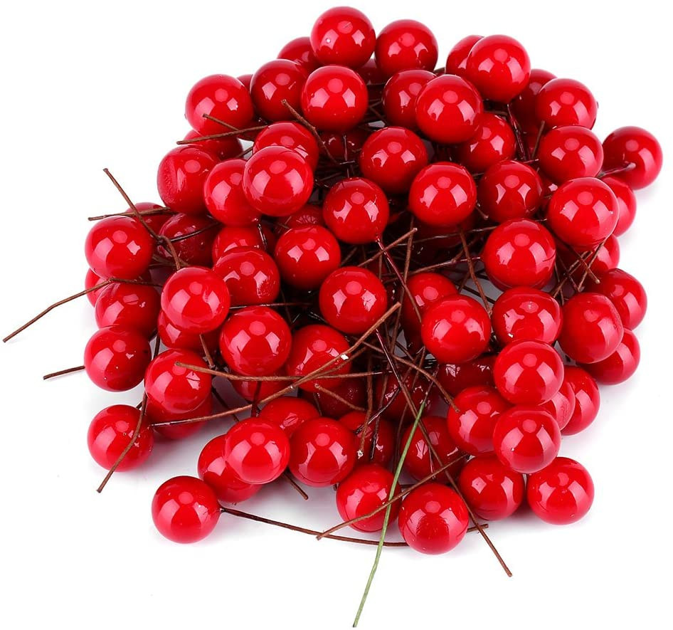100 Artificial Cherries Lifelike Simulation Red Fake Berries Model for Crafts