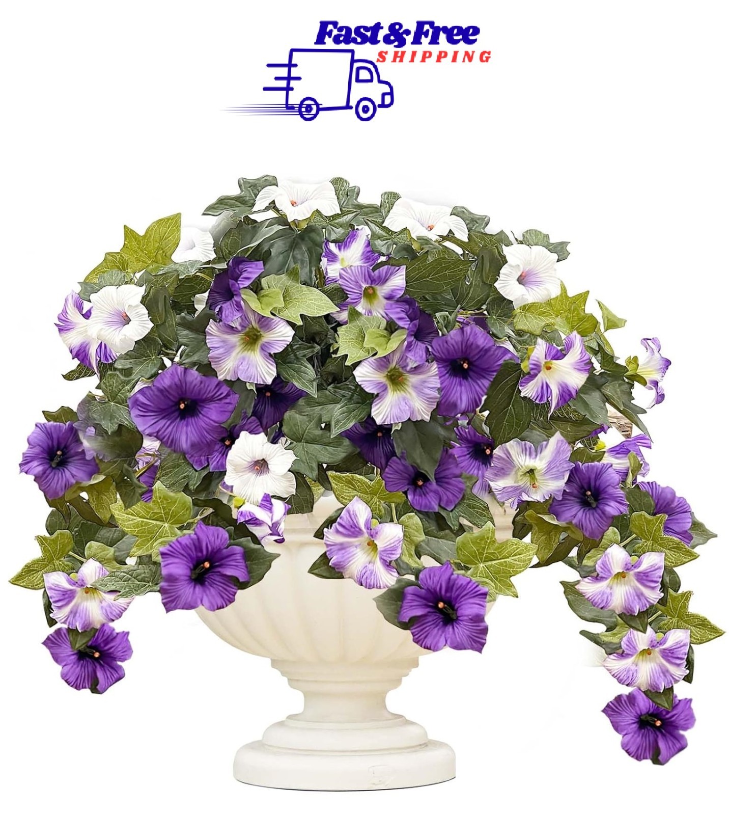 2-Pack Artificial Petunias with 24 Heads for Balcony and Garden Elegance