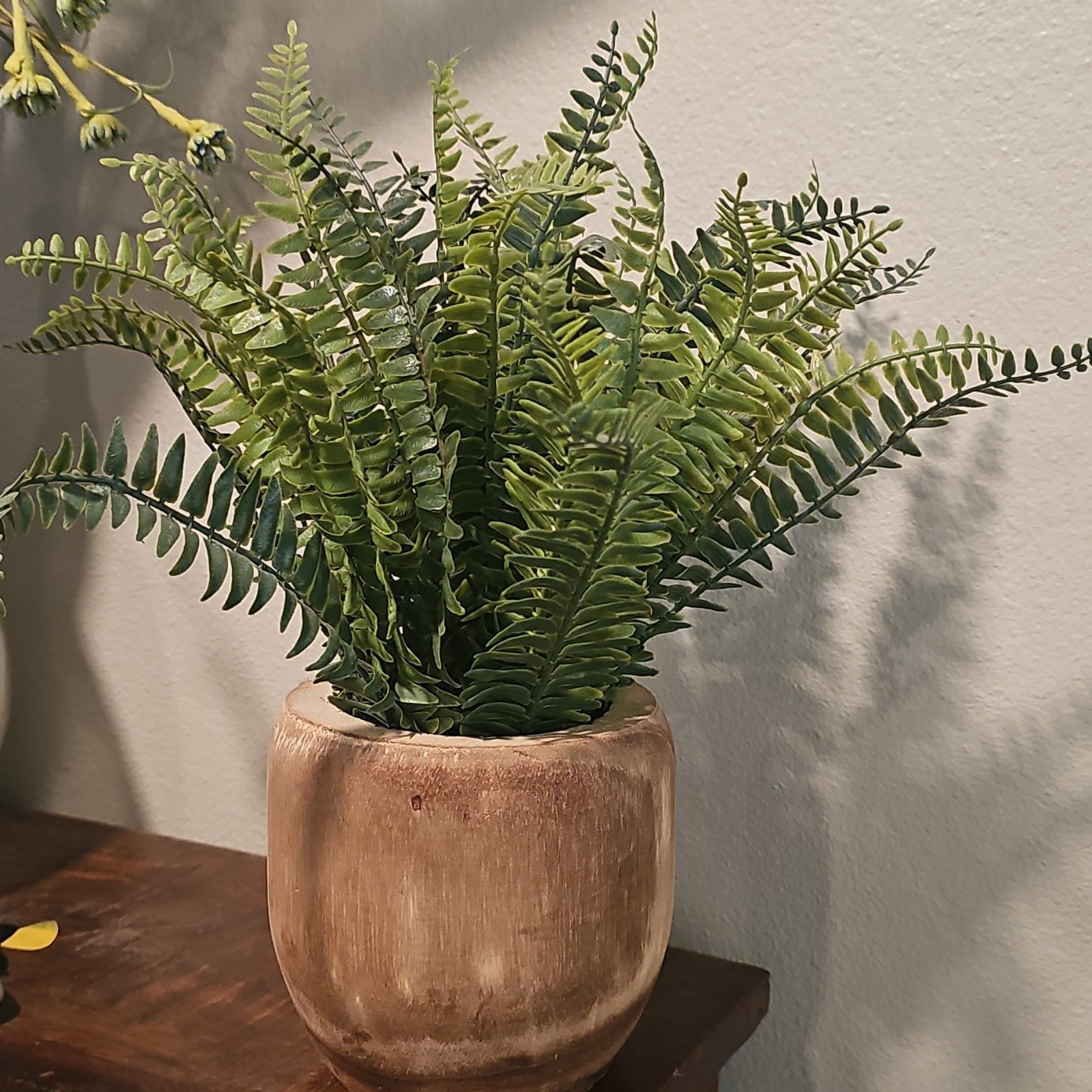 Artificial Faux Fern Houseplant in Beige Pot, Floral & Garden Home Décor