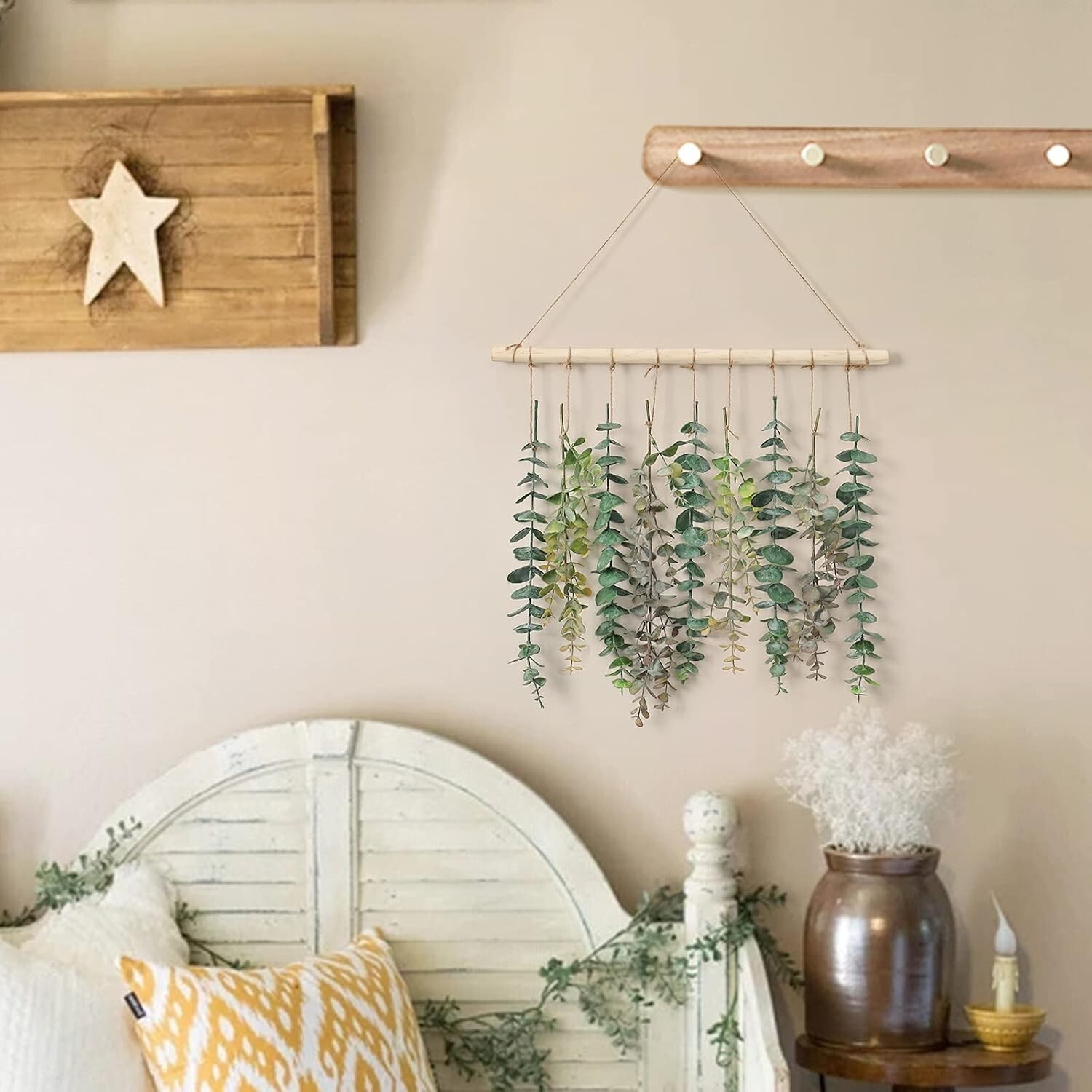 Versatile Bohemian Eucalyptus Wall Decor with Easy Installation – Green-2
