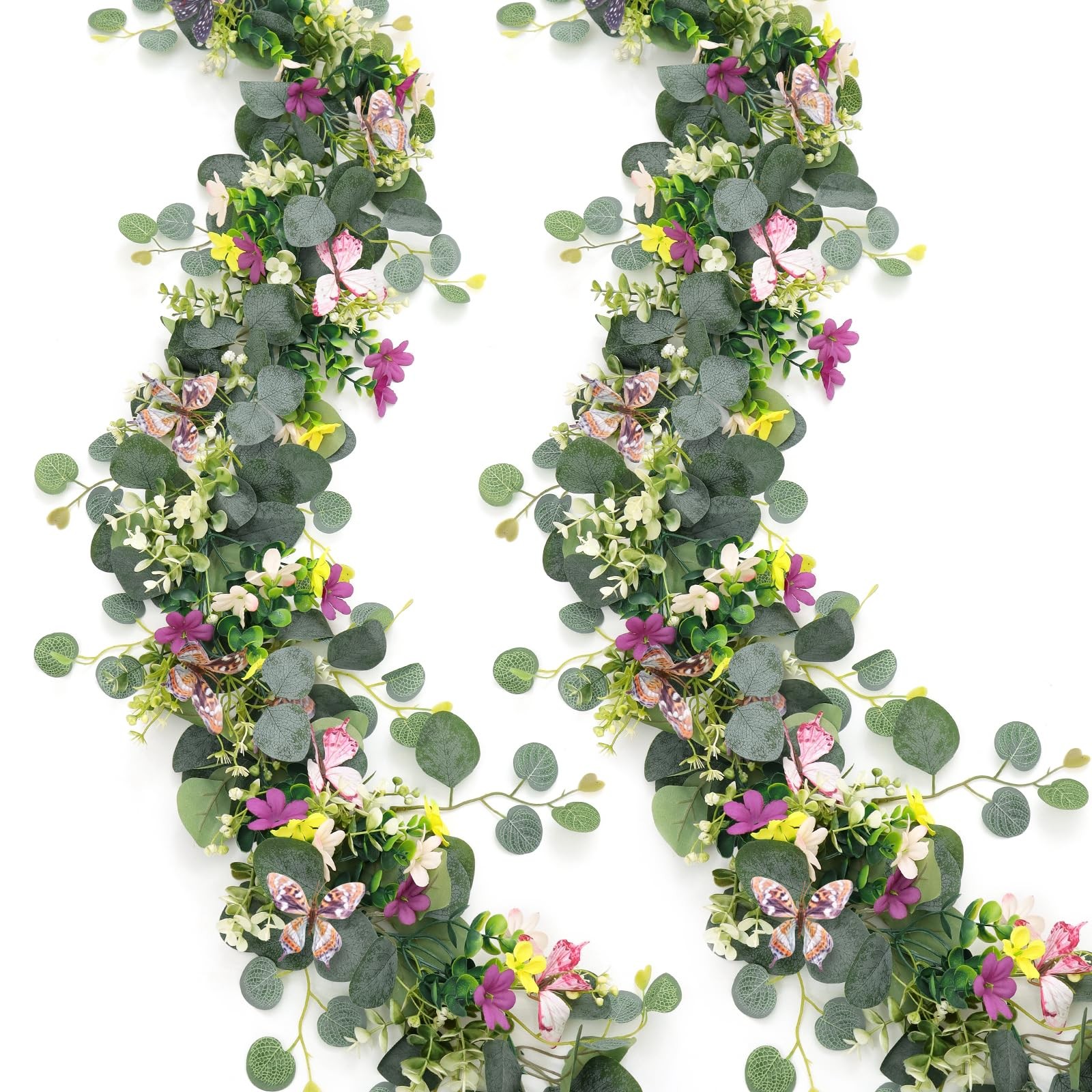 5.68 FT Artificial Daisy Garland with 3D Butterfly, Hanging Fake Flowers Gree…
