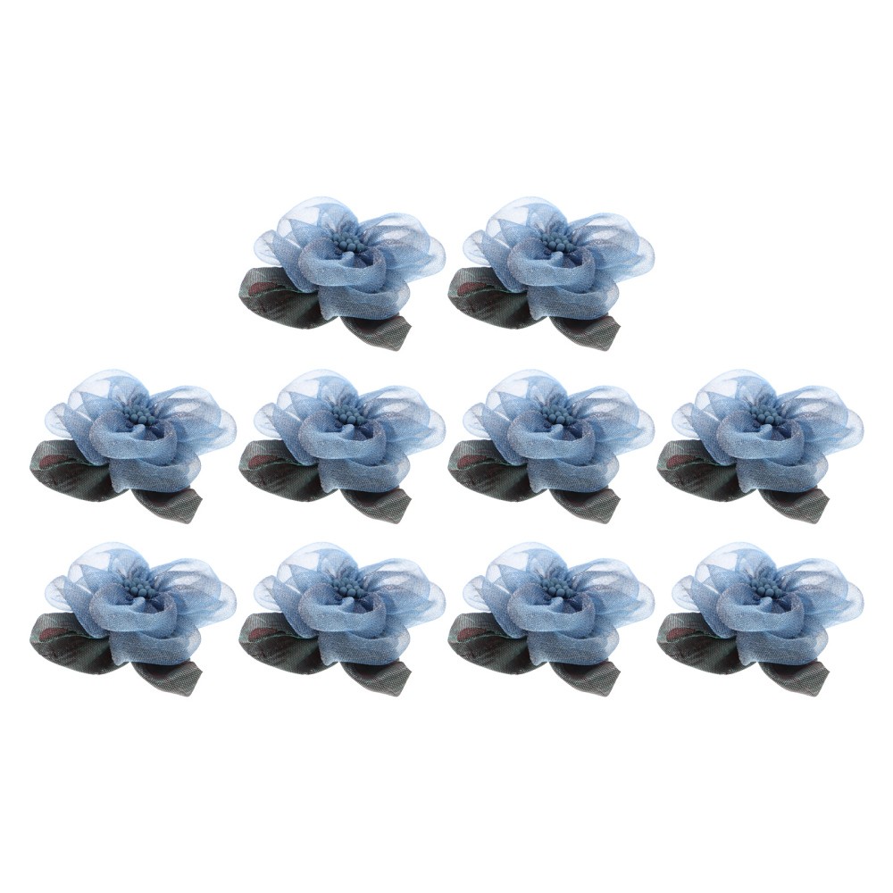 10 Pcs Handmade Flower Accessories Artificial Head Mesh Flowers Decorative