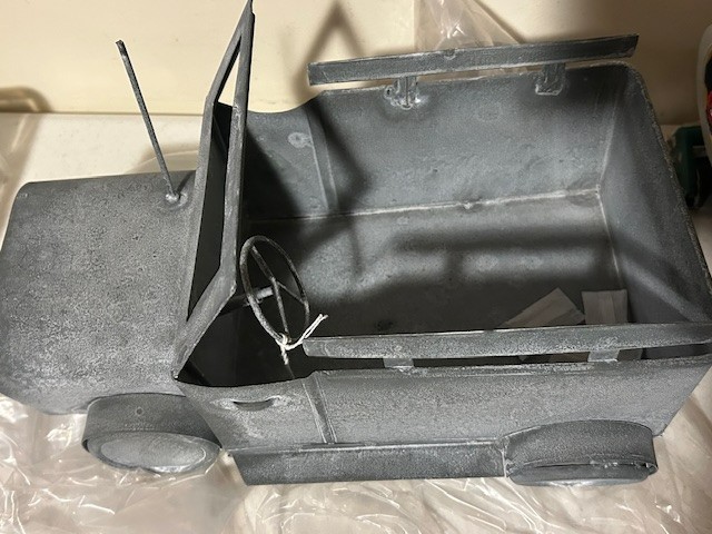 New Short Truck metal planter in distressed weathered zinc