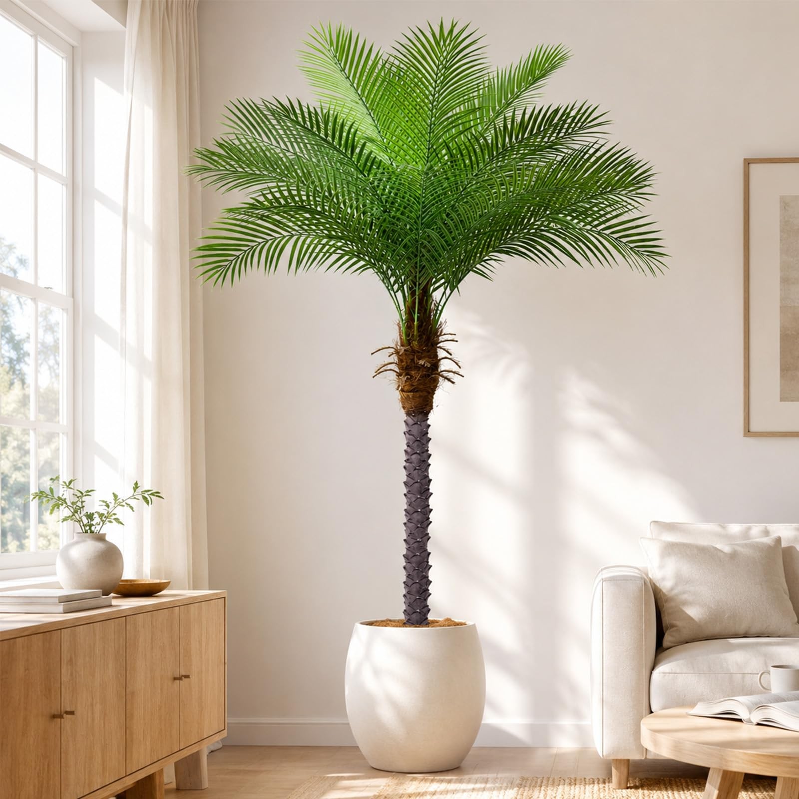 7ft Artificial Phoenix Palm Tree, Faux Coconut Silk Tropical Fake Palm Plant …