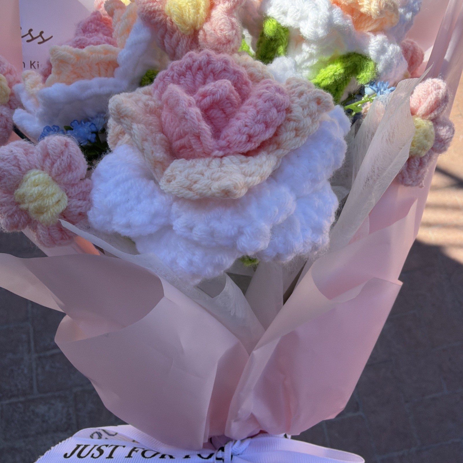 Crochet Flower Bouquet Assorted Pink Yellow Flowers Gift Mothers Day Wedding