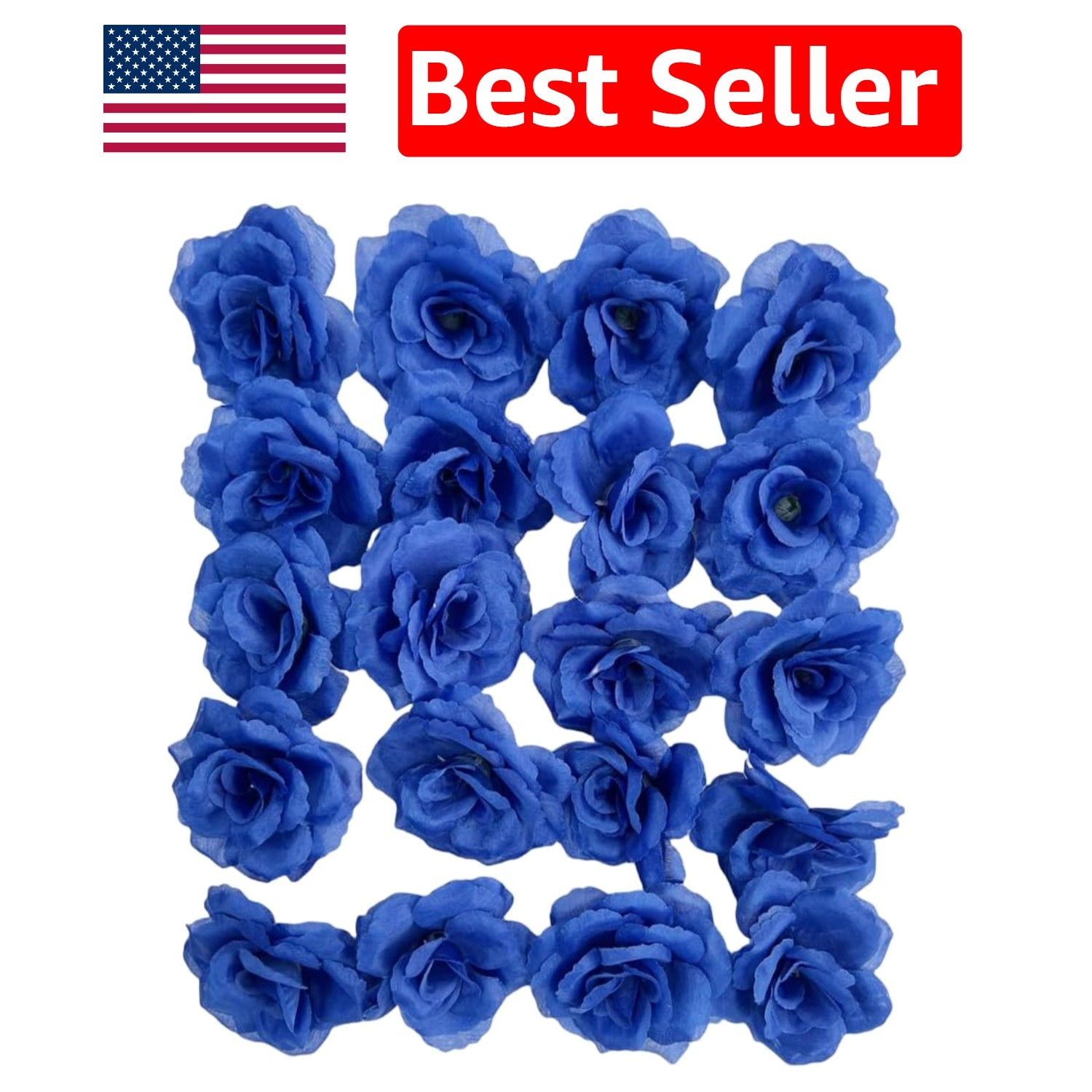 Durable 25 Pcs Blue Silk Rose Heads – All-Occasion Decorations for Parties