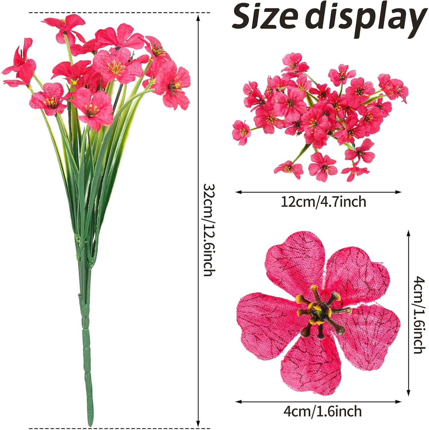 24 Bundles Artificial Flowers for Outdoor Indoor Garden Home Decoration