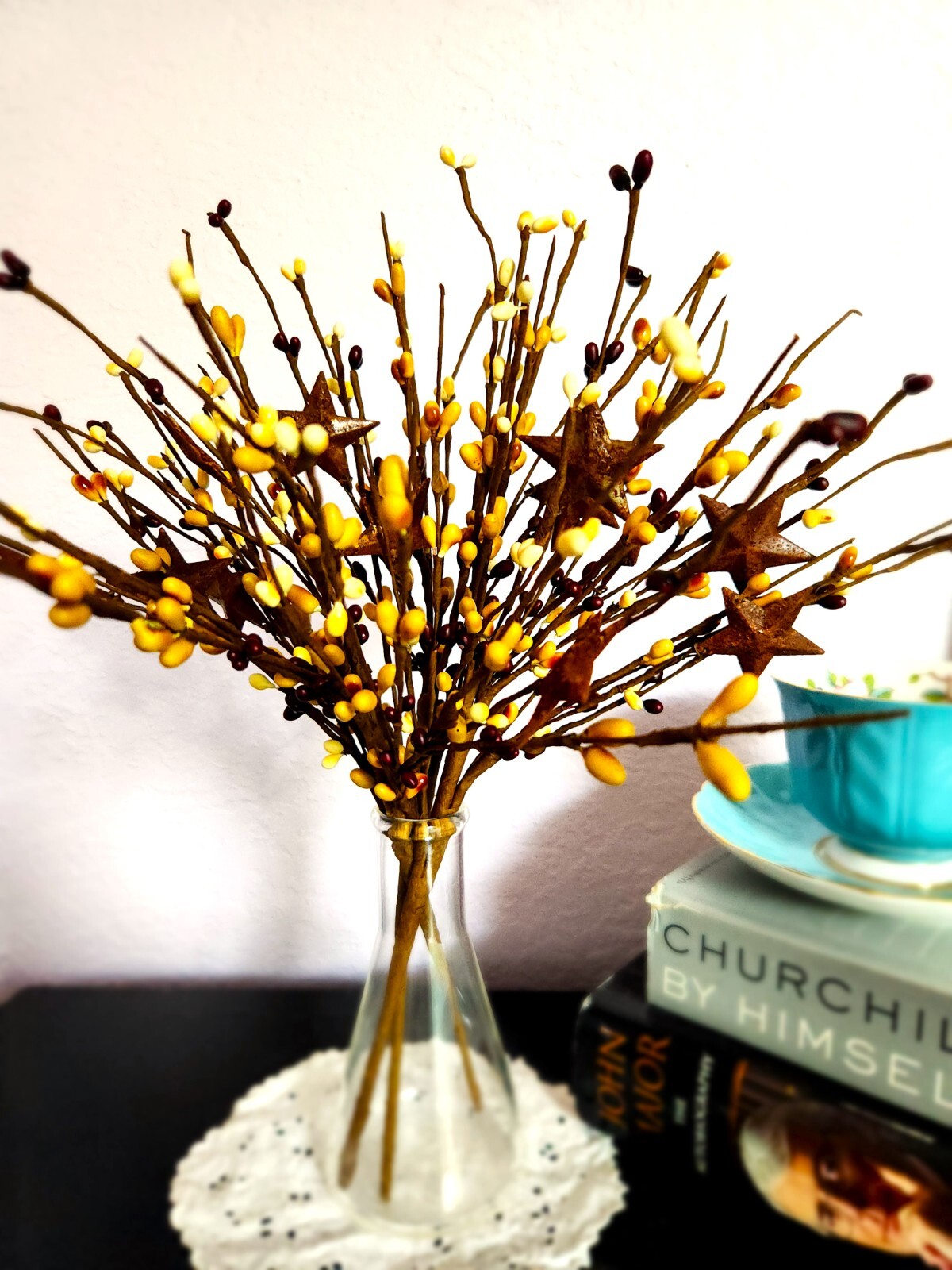 Burgundy Cream & Mustard Berry Picks Artificial Berries Spray Home Decor N526