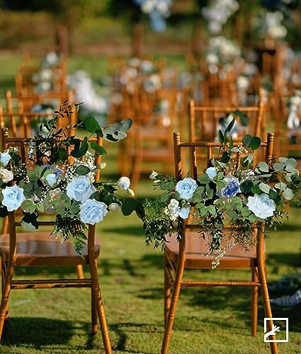 ZIFTY 5Pcs 32.5FT Blue Rose Garland Fake Flower Vines Faux Artificial Floral