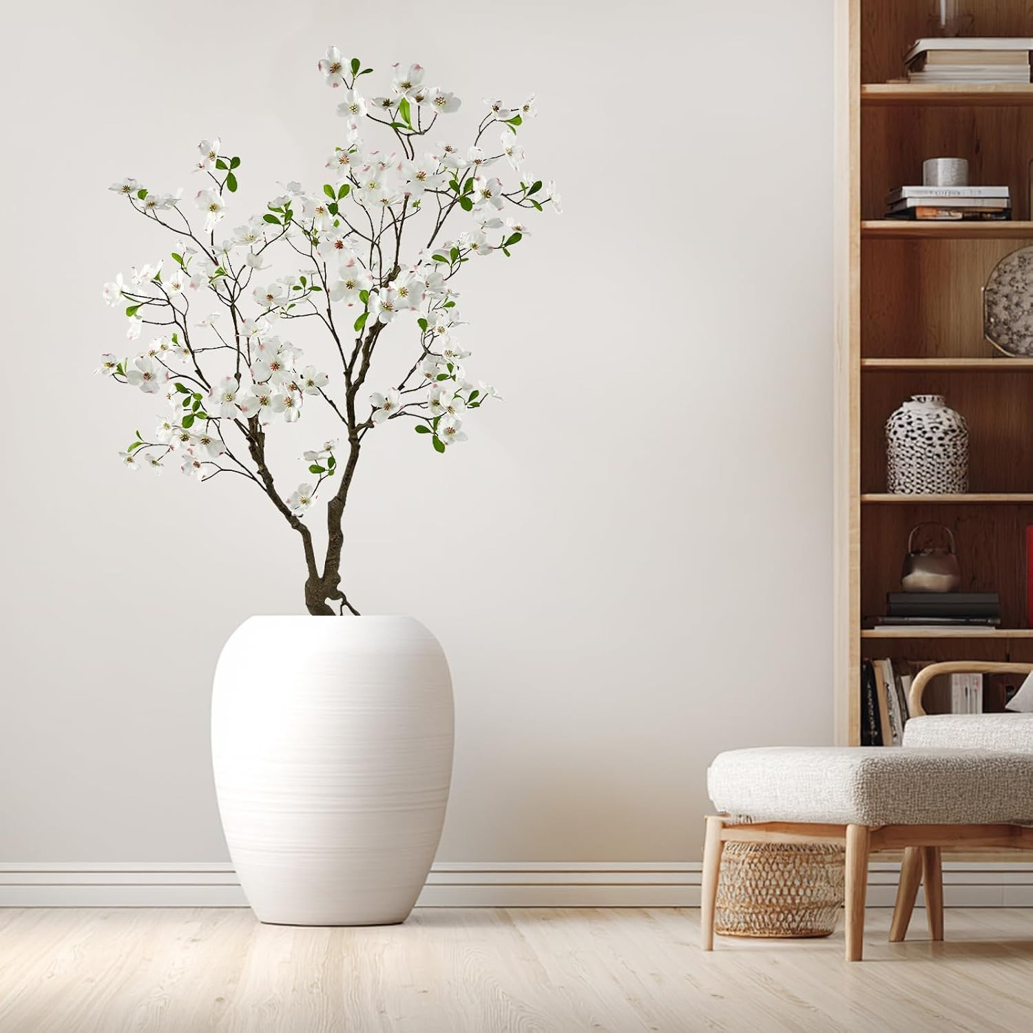 5Ft Artificial White Dogwood Potted Flowering Tree | Application: Elegant Faux F