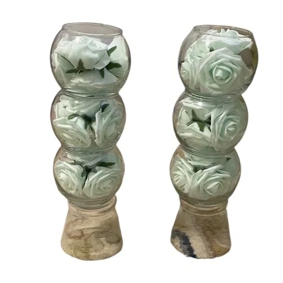 NWOT Custom Artificial Rose Flower Vase/Candle Holder