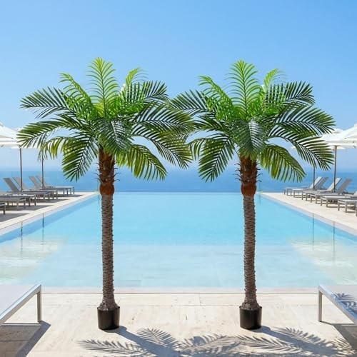 6FT Artificial Coconut Palm Tree Set of 2, UV Resistant Faux Sago Palm Plants…
