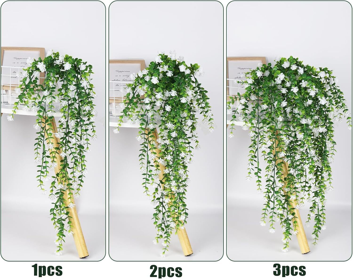 8pc Artificial Hanging Plant Fake Eucalyptus Leaf Vine Home Garden Outdoor Decor