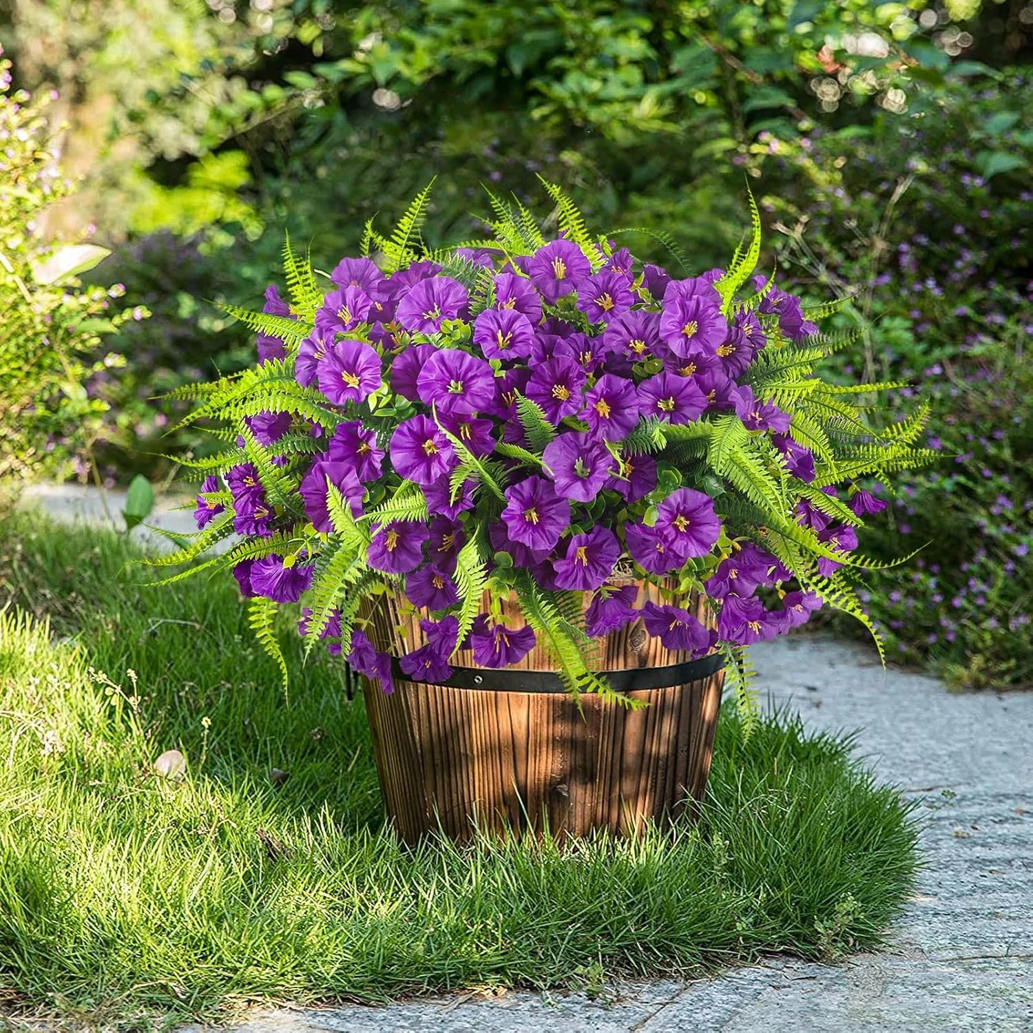 Spring Artificial Flowers Outdoors 12 Bundles Artificial Petunias Fake Flowers U