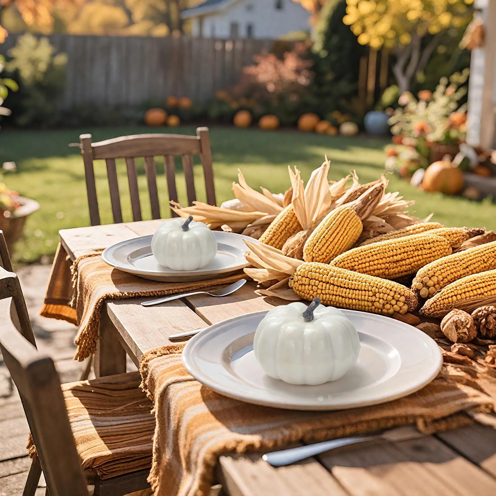 Pumpkin Decor Set 22 PCS Fall Harvest Decorations – White Artificial Pumpkins…