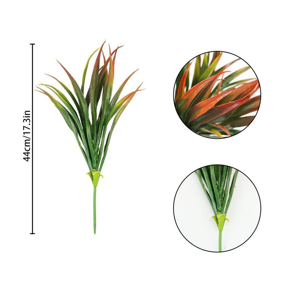 1 in Red Artificial Plant 6 Pcs Plastic Grass UV Resistant Outdoor Indoor Greene