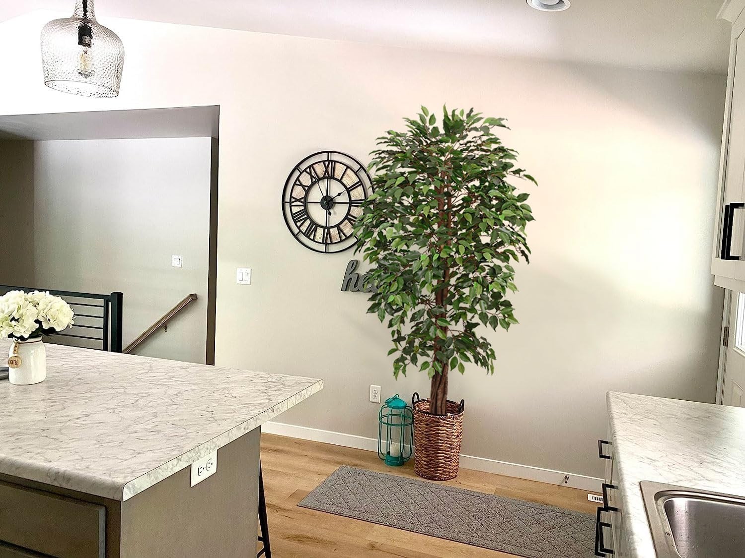 6ft Faux Ficus Silk Tree with Pot for Indoor Outdoor