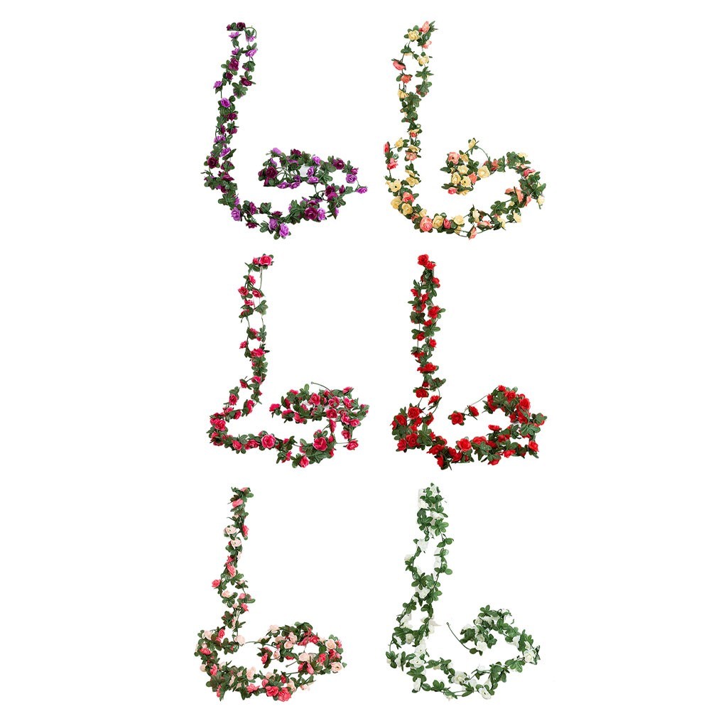 Artificial Vine Decoration for Events with Green Leaves and Roses