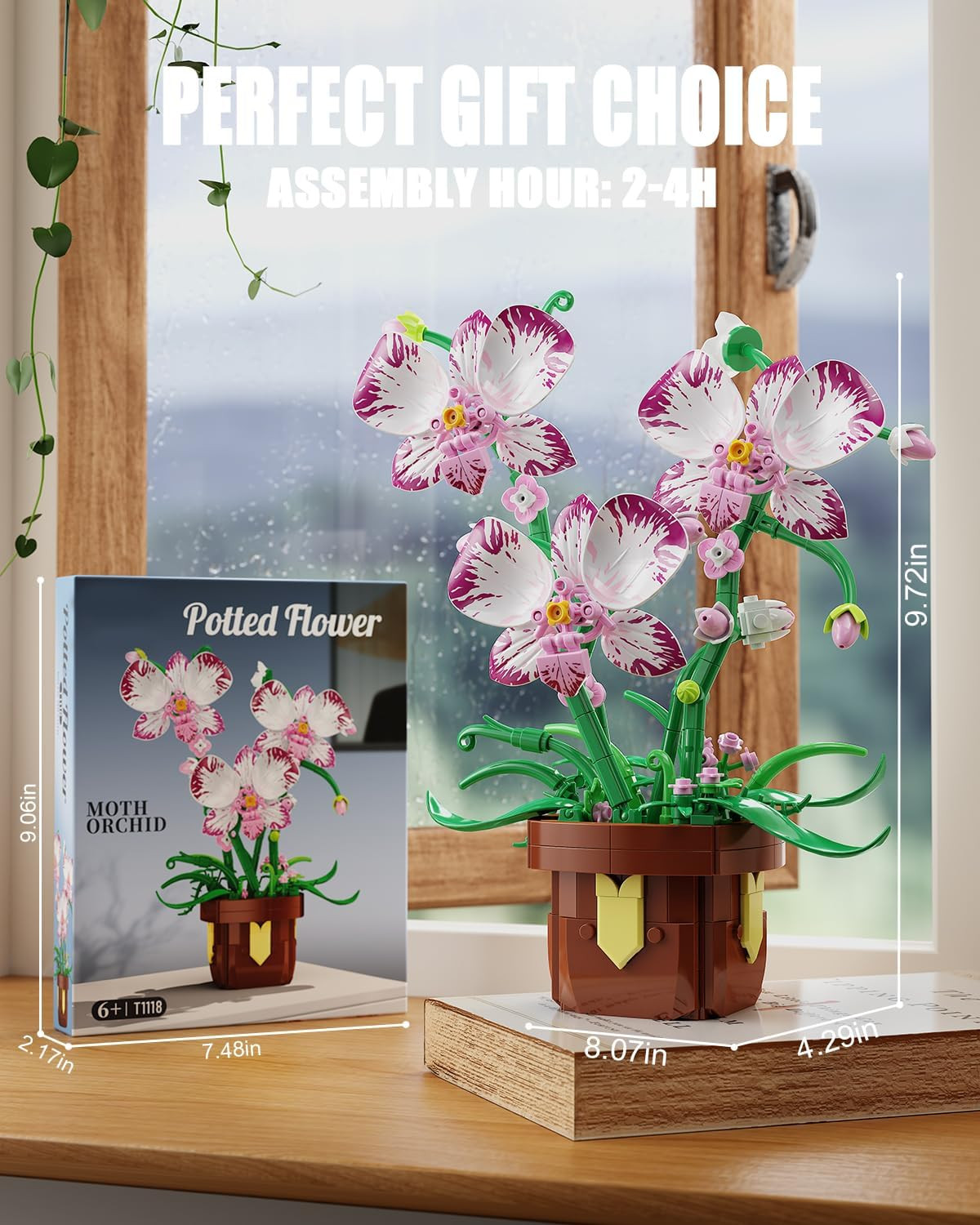 Flowers Botanicals Orchid Building Set – Artificial Flower Building Blocks for A
