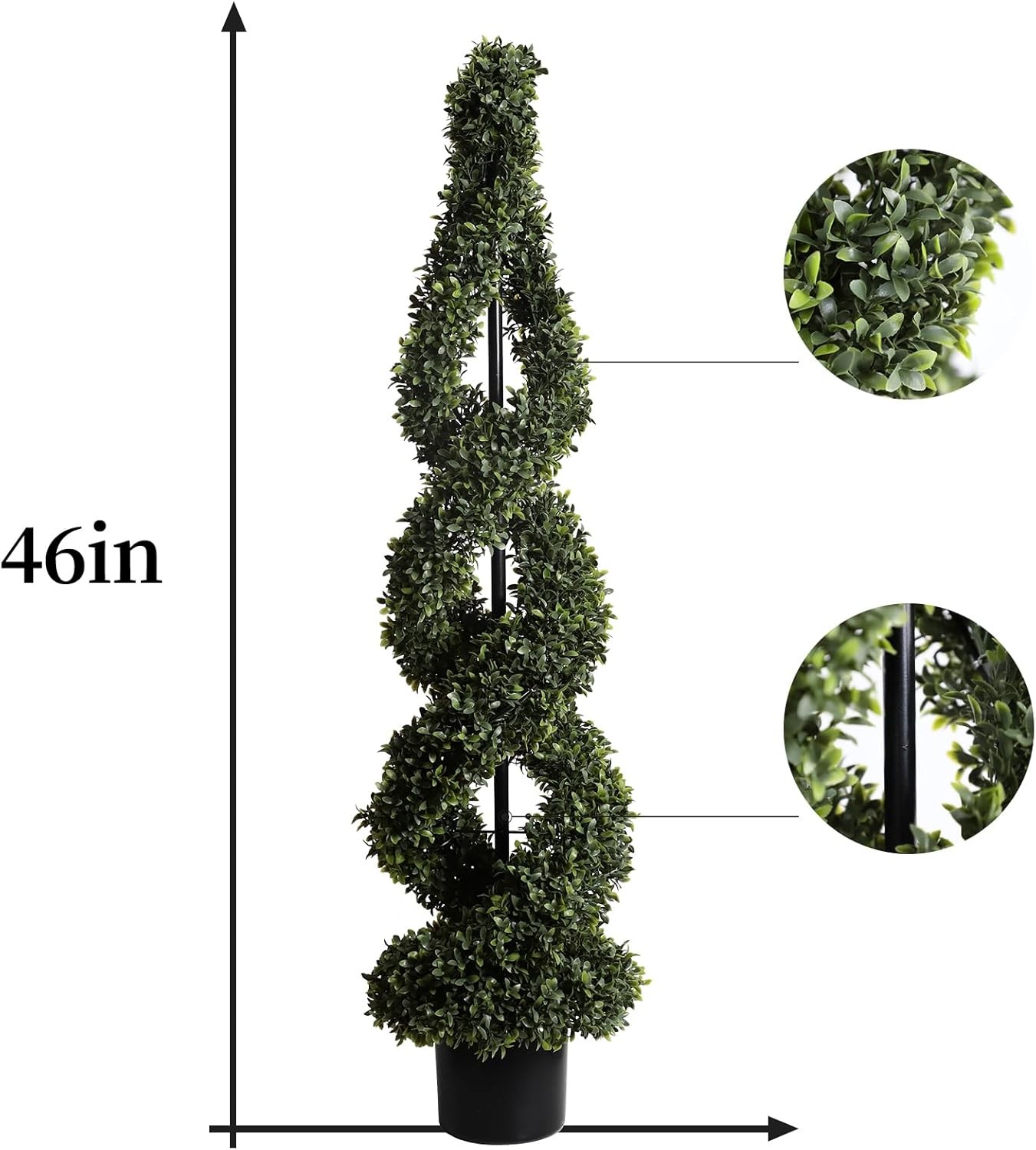 46Inch Double Spiral Artificial Boxwood Topiary Tree 4″ Plants Fake Faux Plant