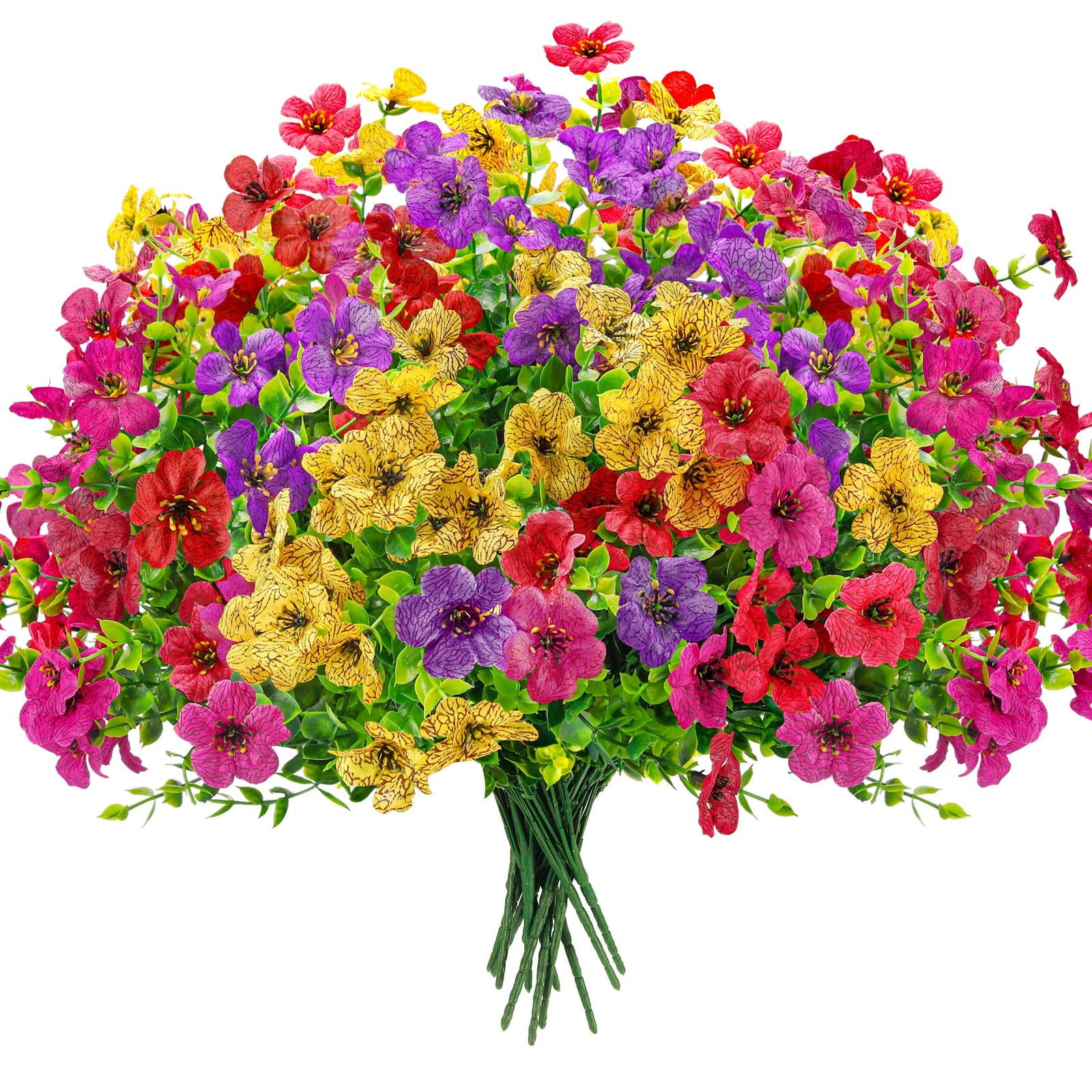 12 Bundles Artificial Flowers for Outdoors Fake Flowers Plants Spring Decoration