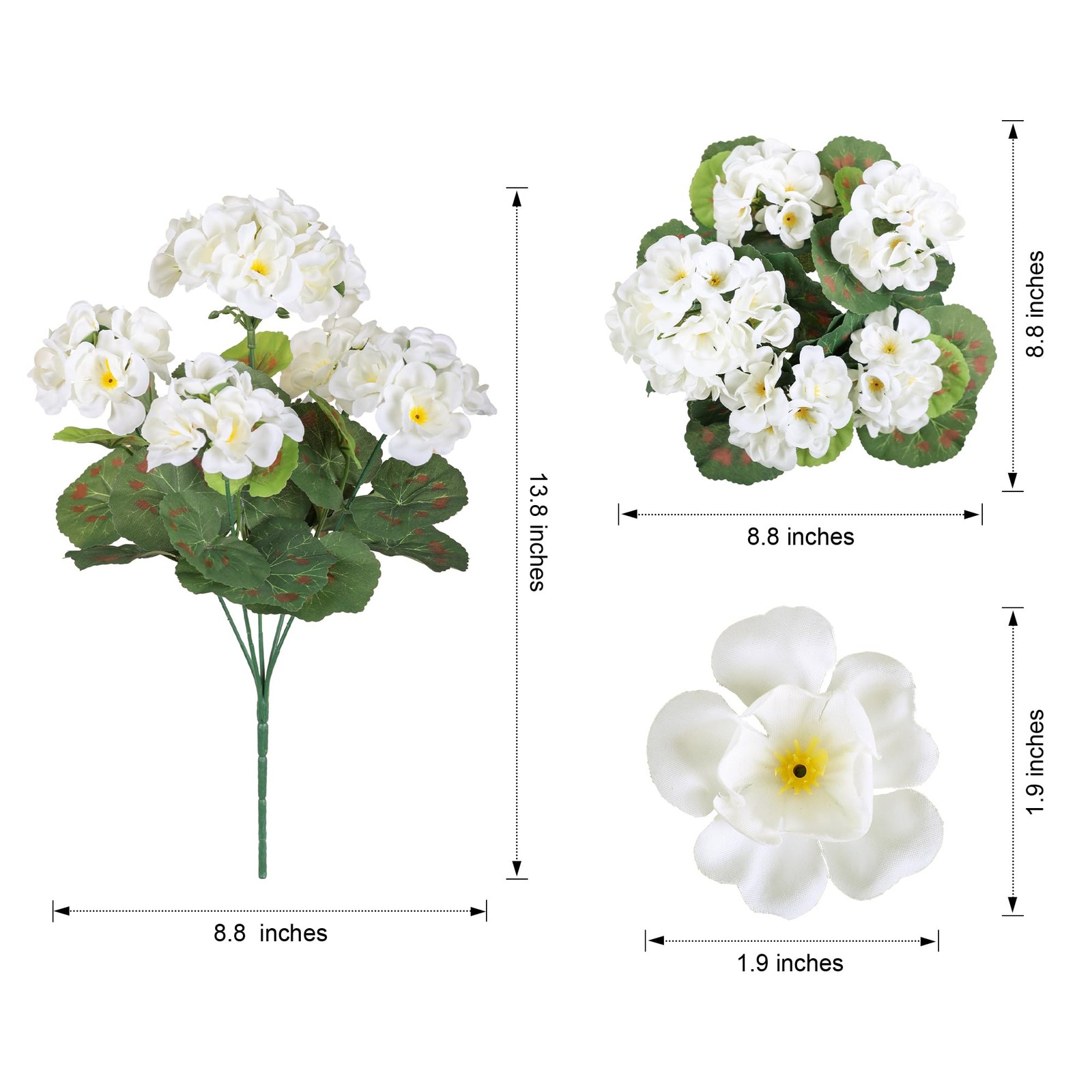 Best Artificial Geranium Fake Flowers for Outdoors Decoration, 6 Bundles Silk