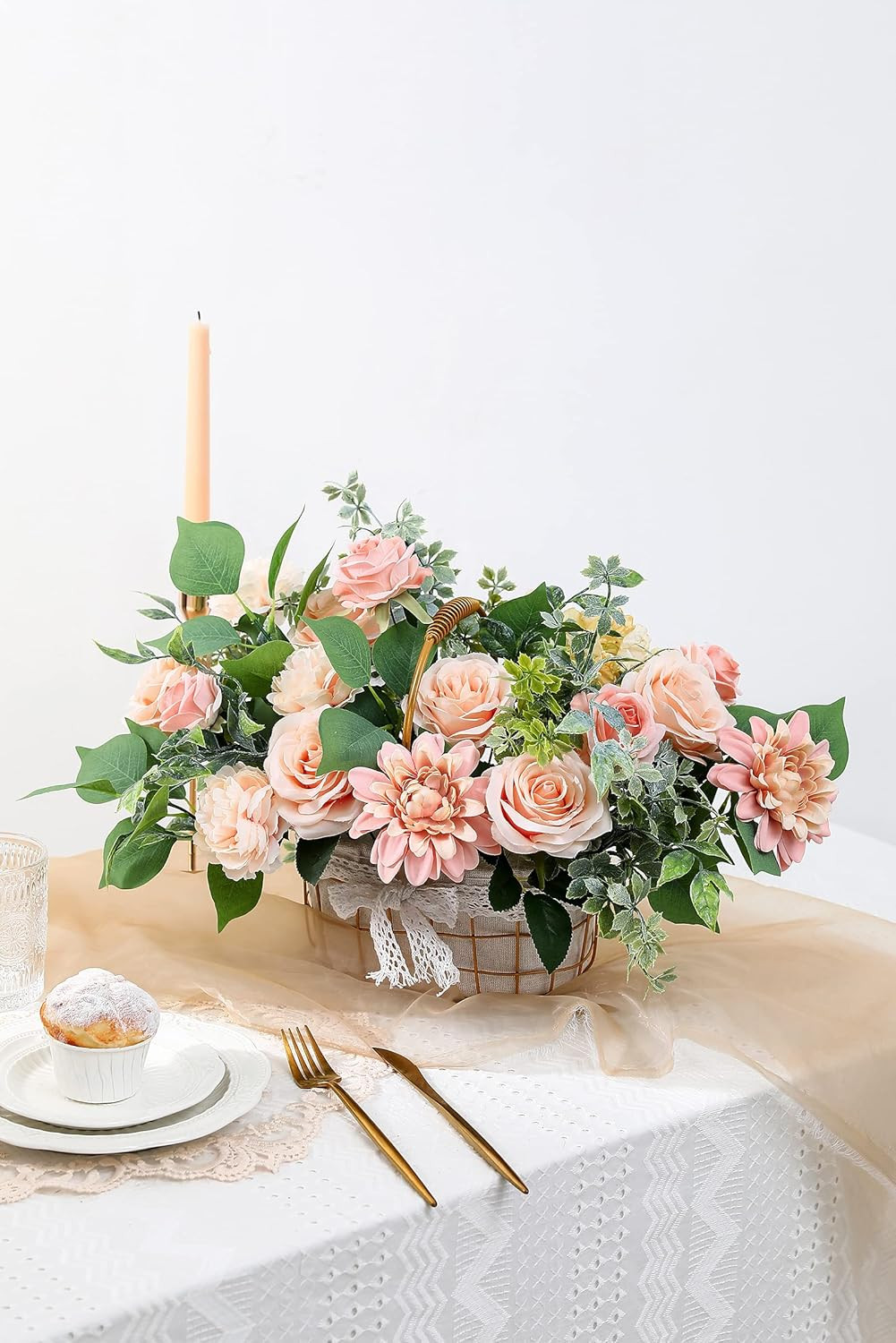 Artificial Flowers Combo Box Set Gradient Color Flower Leaf with Stems