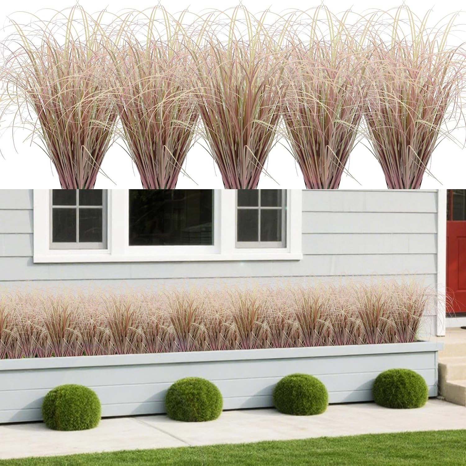 24 Pcs Artificial Wheat Grass, Tall Faux Shrubs for Outdoor Indoor US