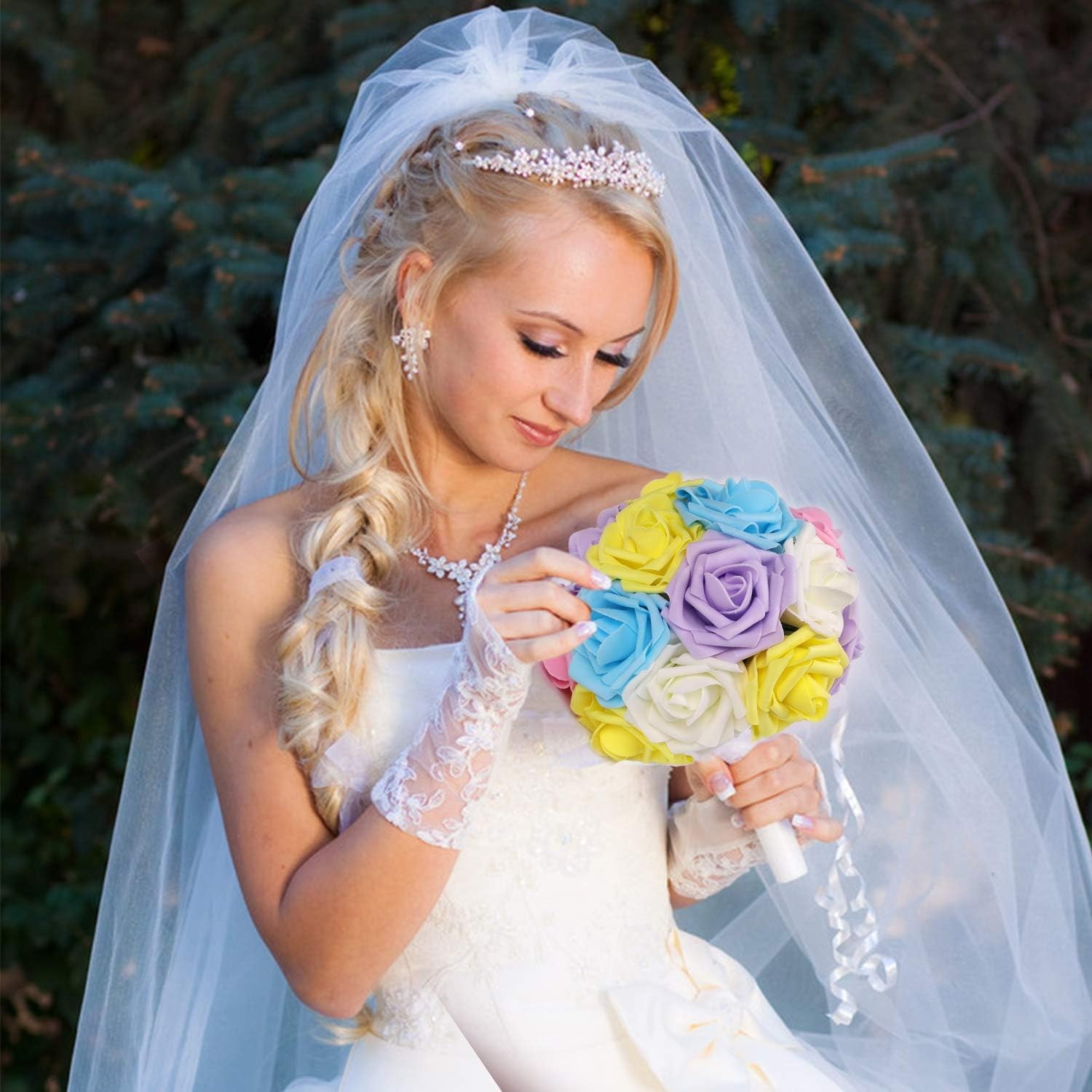 50PCS Artificial Flowers Roses Fake Bouquet Wedding Decor Mixed Colors Series B