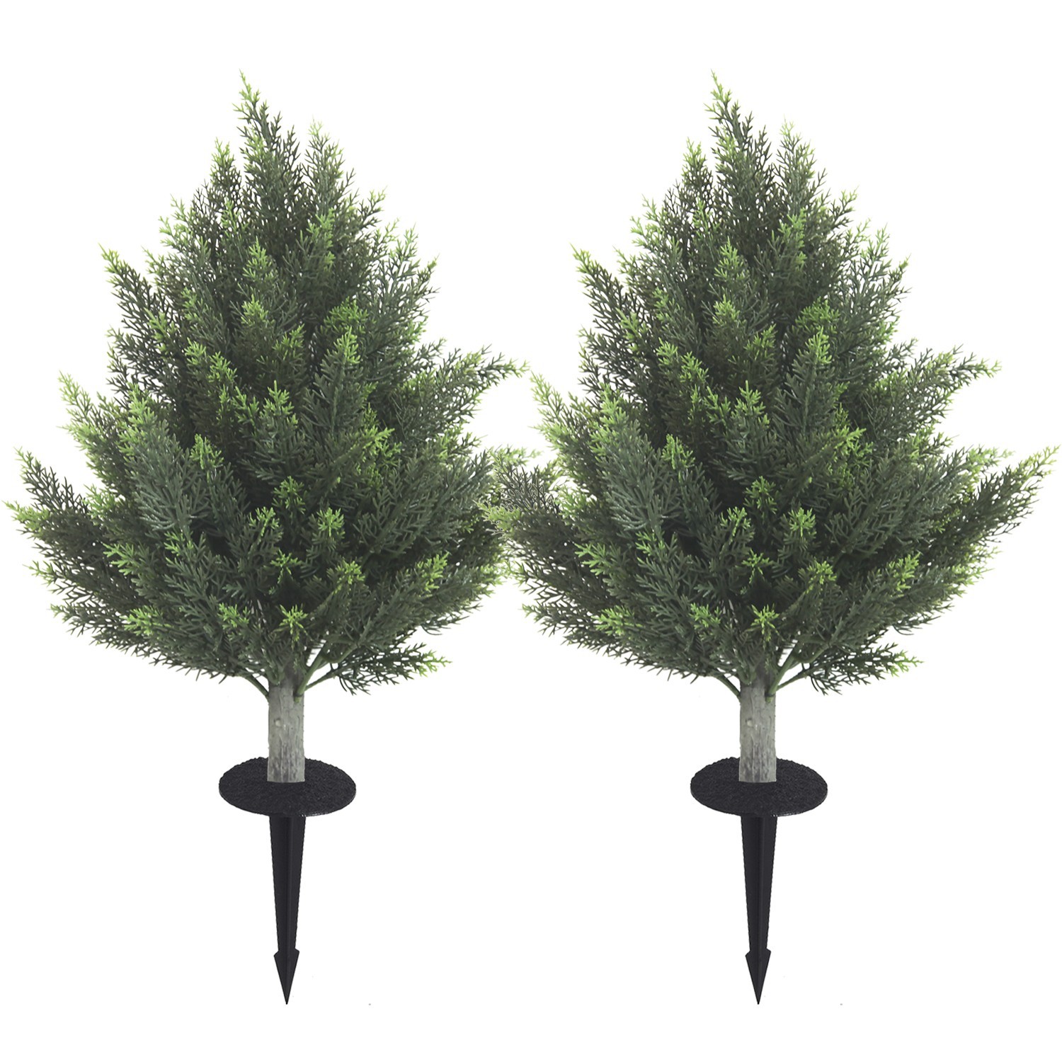 2 Pack 60 cm Artificial Cypress Tree with Ground Stake Outdoor Lawn Garden Decor