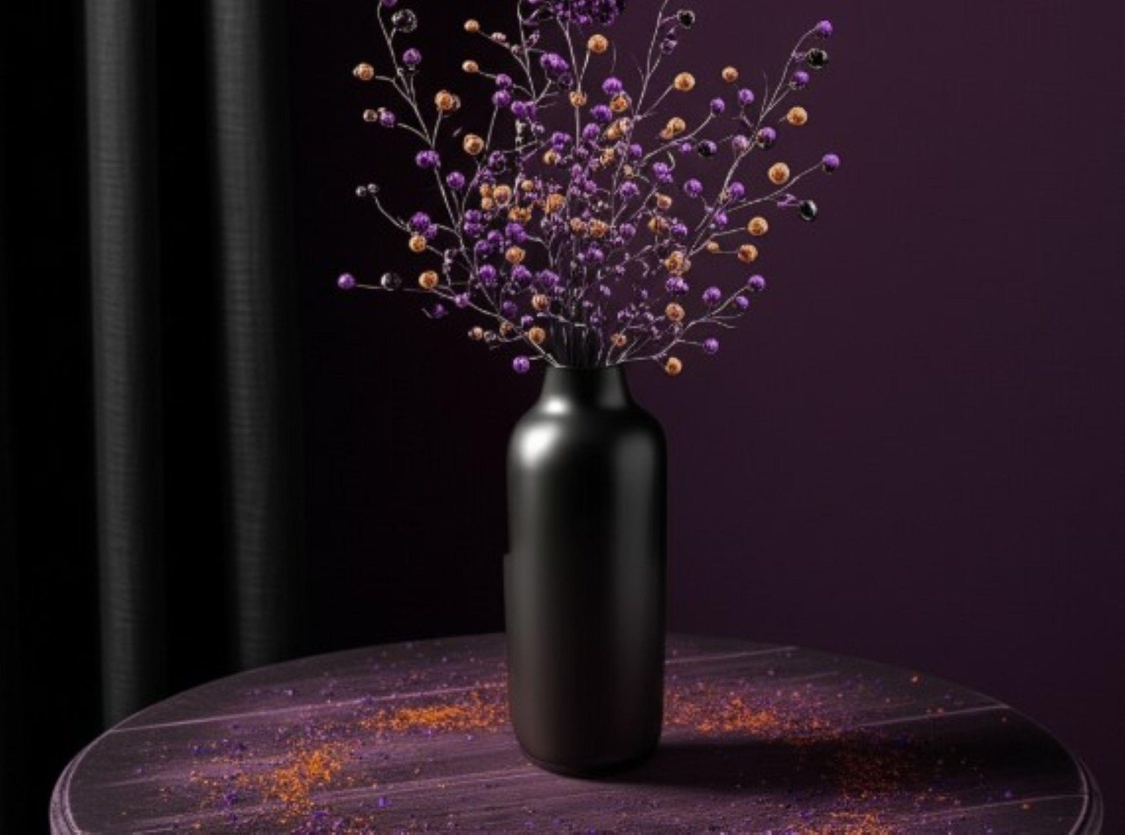Orange Black and Purple Glitter Pick Halloween Pick Spray Stem Holiday Crafts