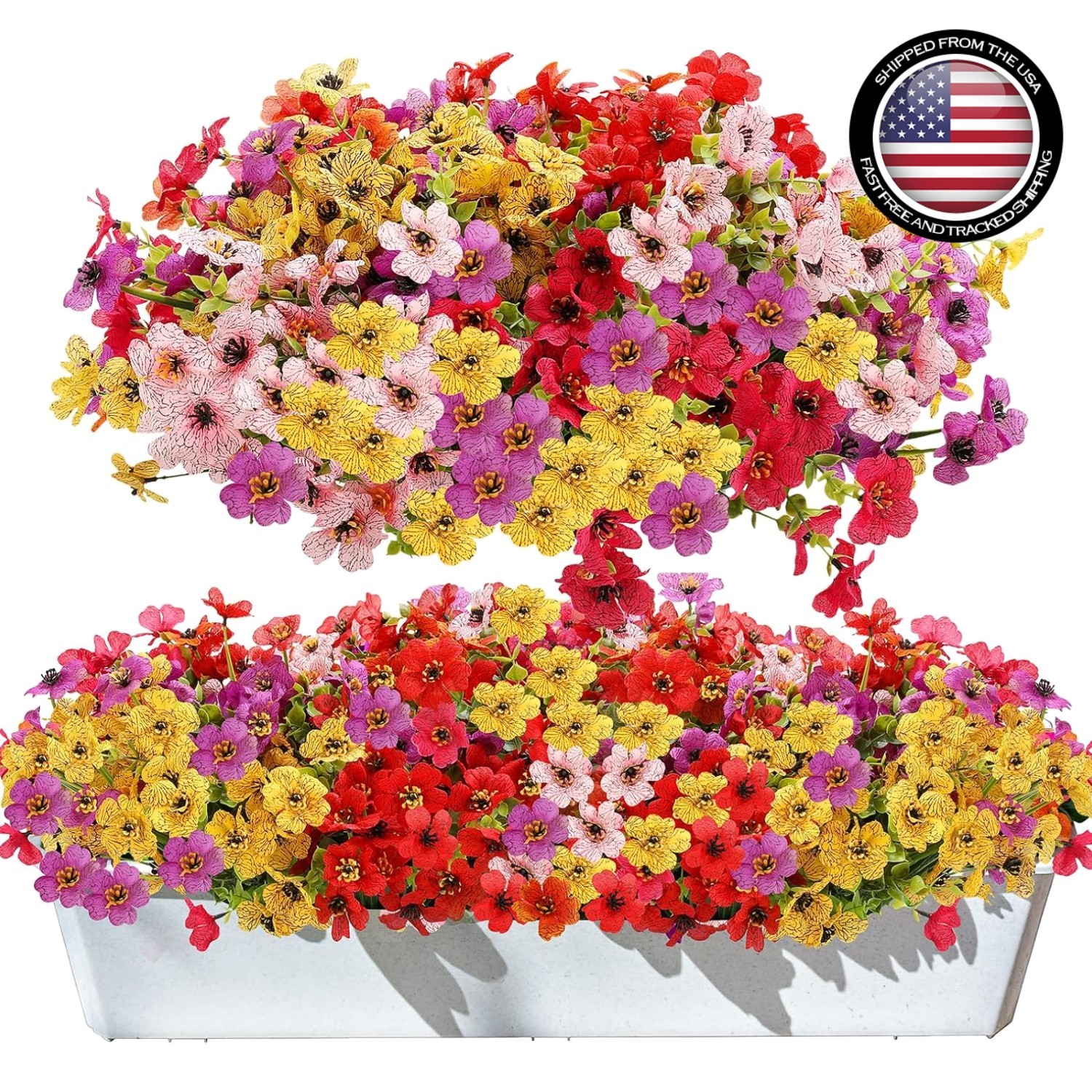 24 Bundles Artificial Flowers for Outdoors UV Resistant Silk Fake Flowers Faux