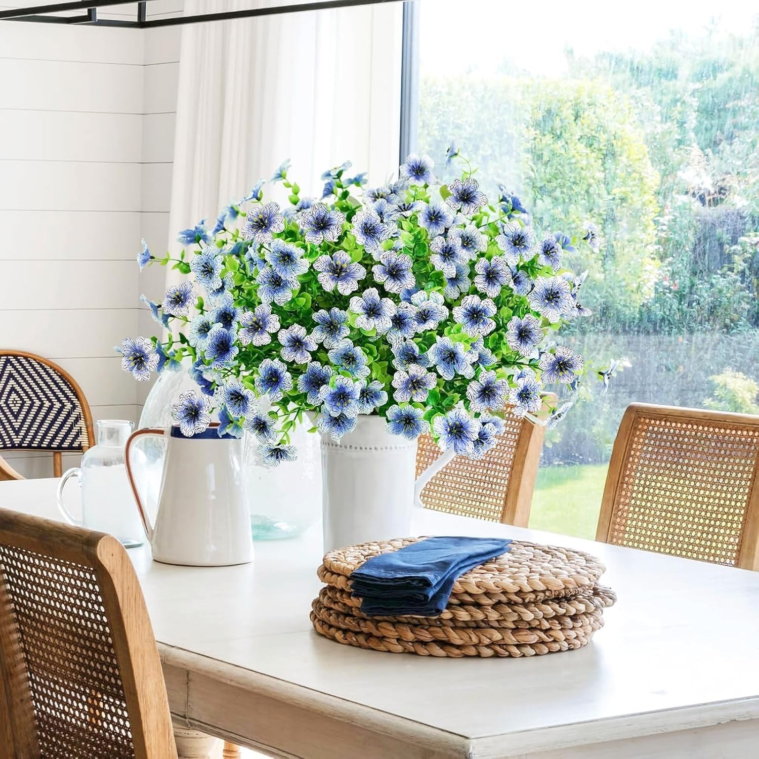 Vibrant Blue 14in Artificial Daisy Bundles – Indoor & Outdoor Decor Solution