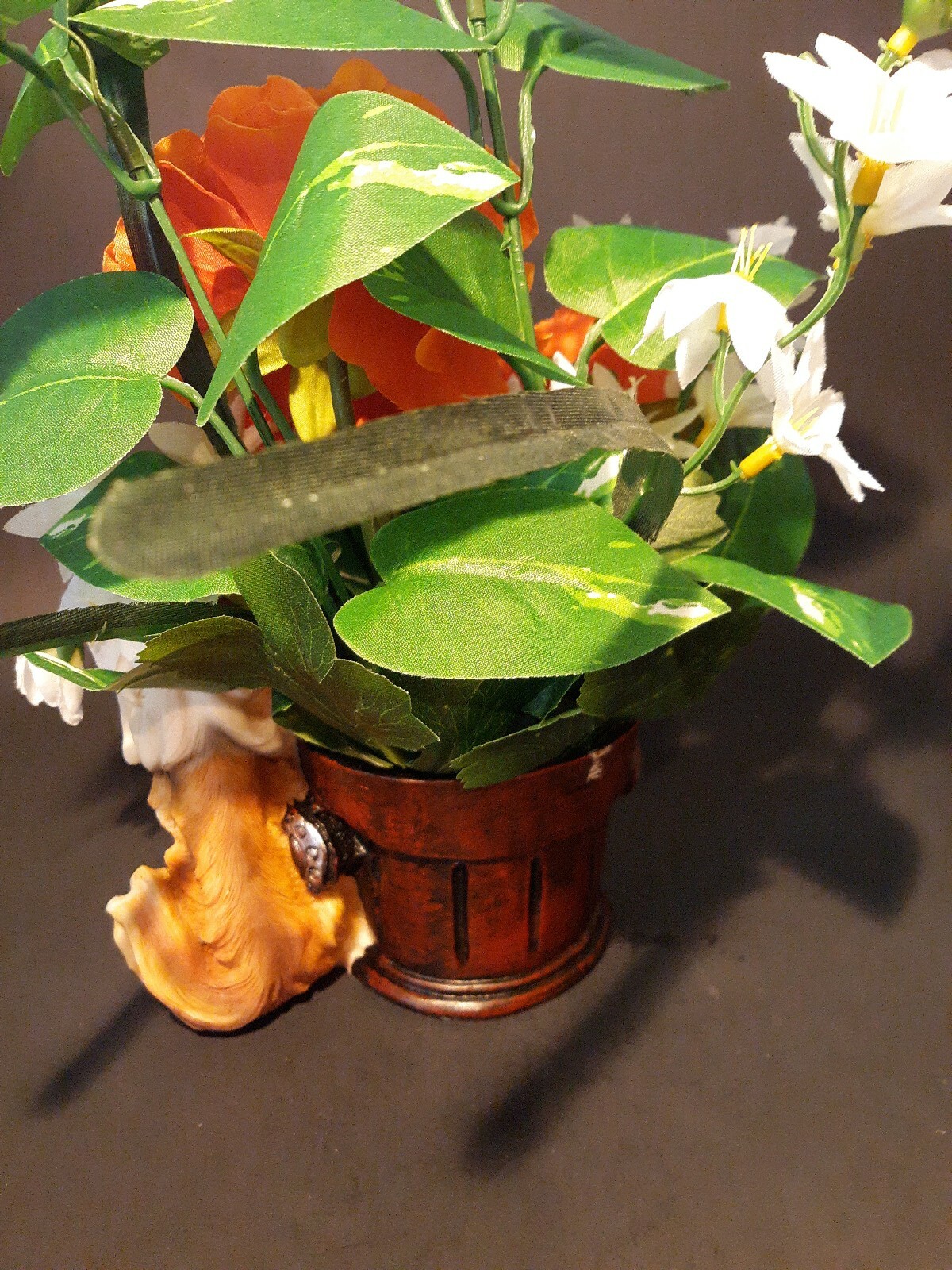 Collie Dog With Barrel Planter Floral Arrangements Puppy Resin