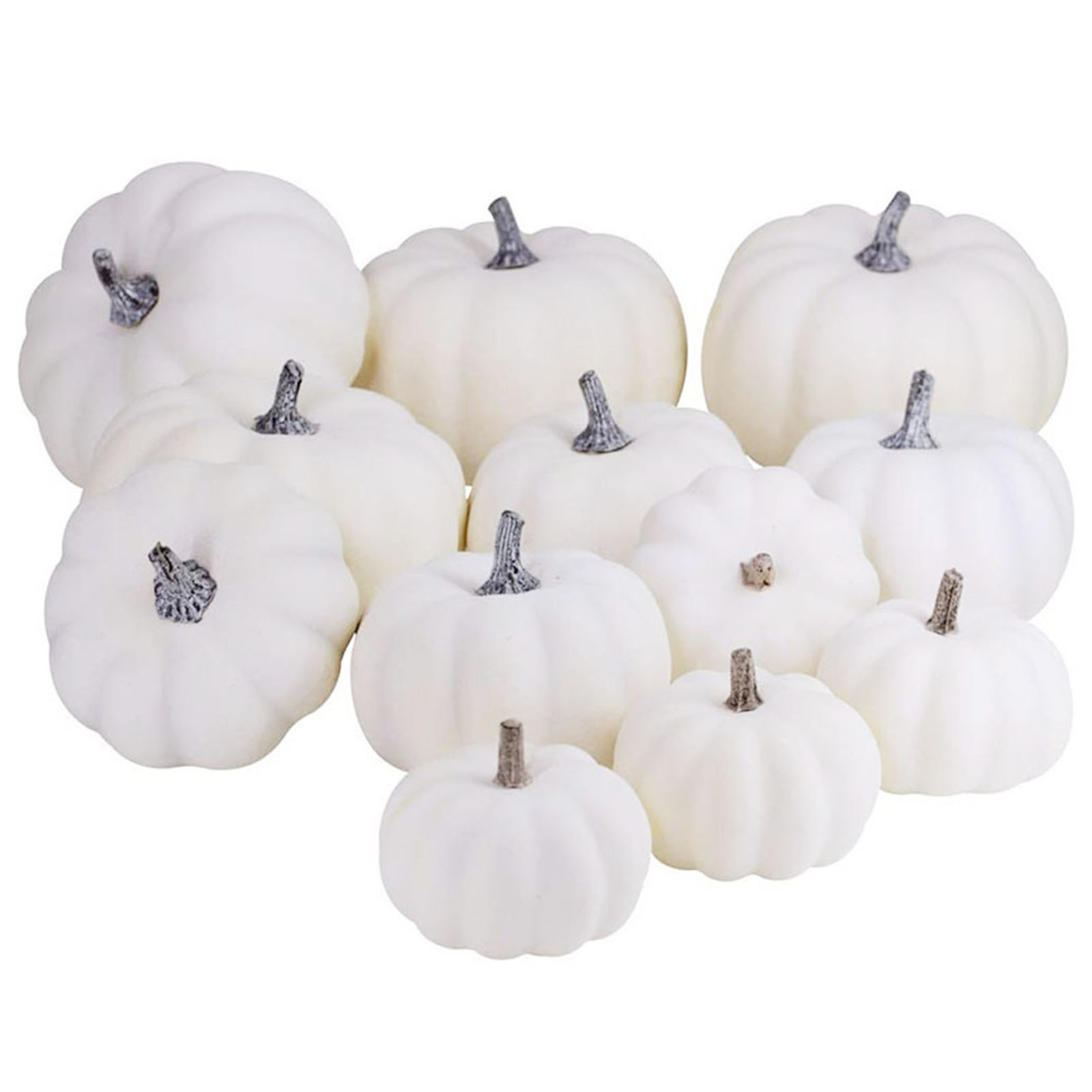 Artificial Pumpkins Bulk 12Pcs White Artificial Pumpkins For Thanksgiving Day