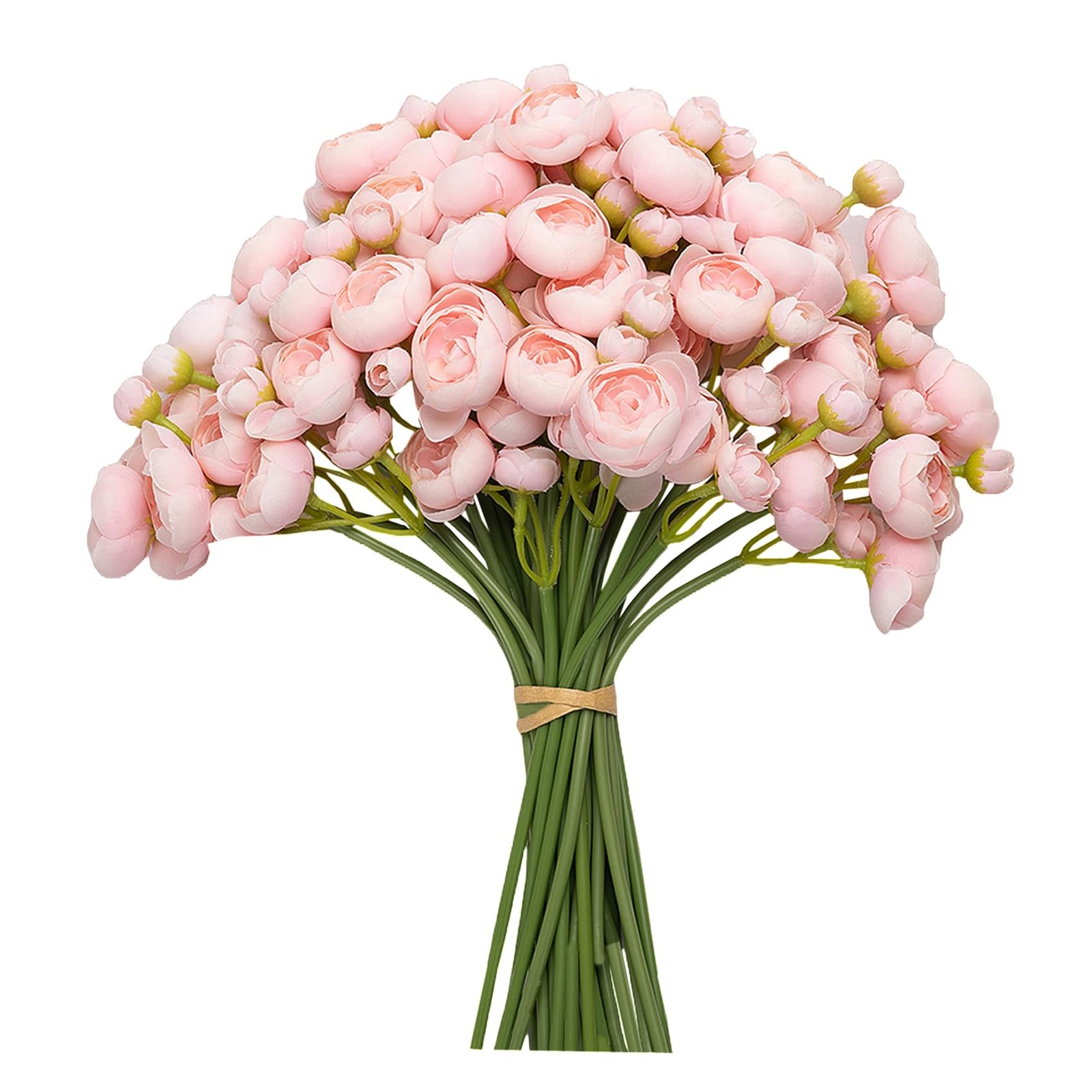32 PCS Ranunculus Artificial Flower Faux Silk Mini Pink Peony Wedding