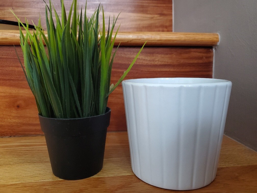 IKEA FEJKA Artificial Potted Plant + IKEA Cardemumma White Ceramic Pot 5″ x 4.5″