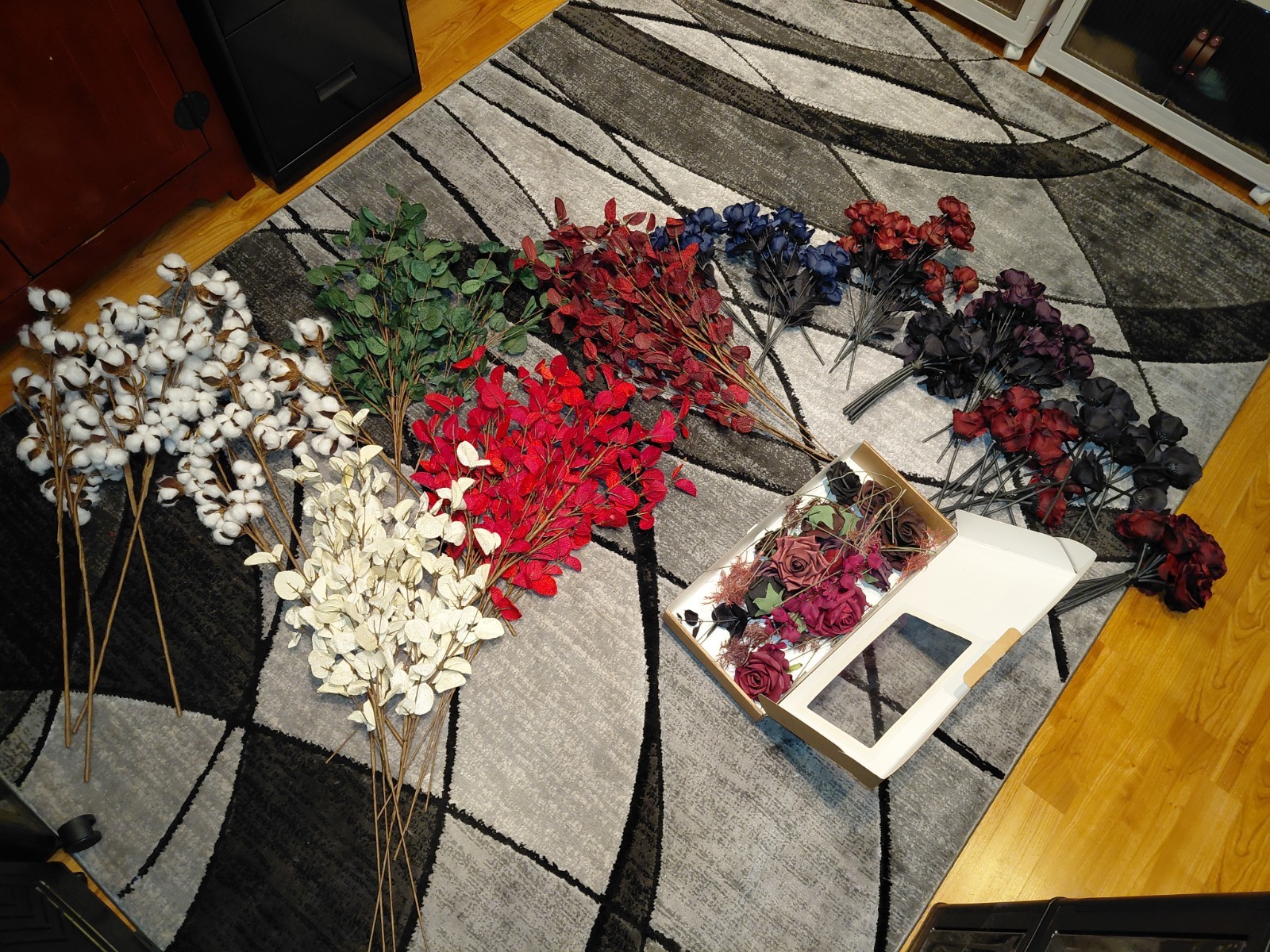 Huge Bundle Of Brand New Beautiful Mixed Faux Roses, Eucalyptus Etc Over 50 Pcs!